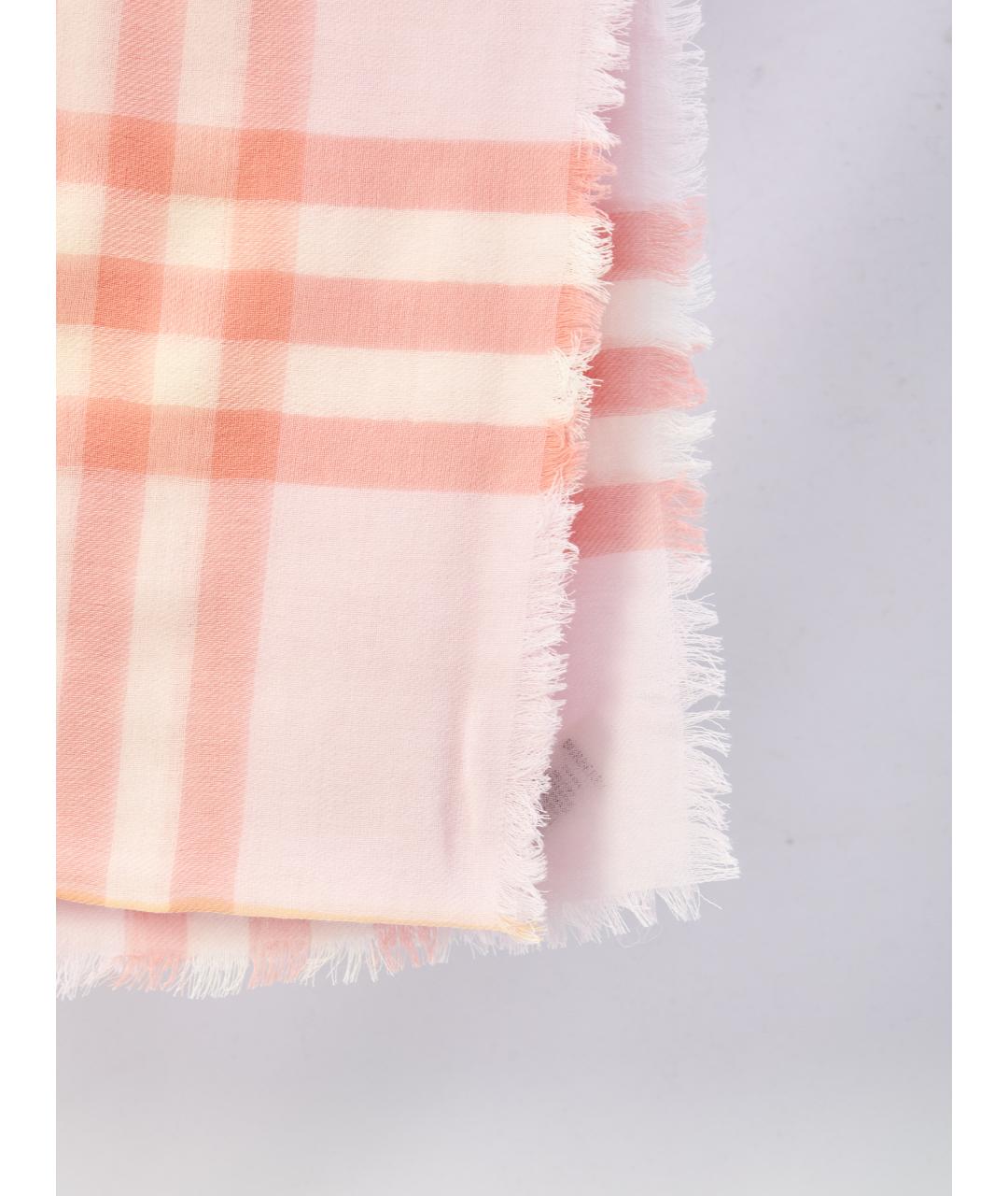 BURBERRY Розовый шерстяной шарф, фото 2