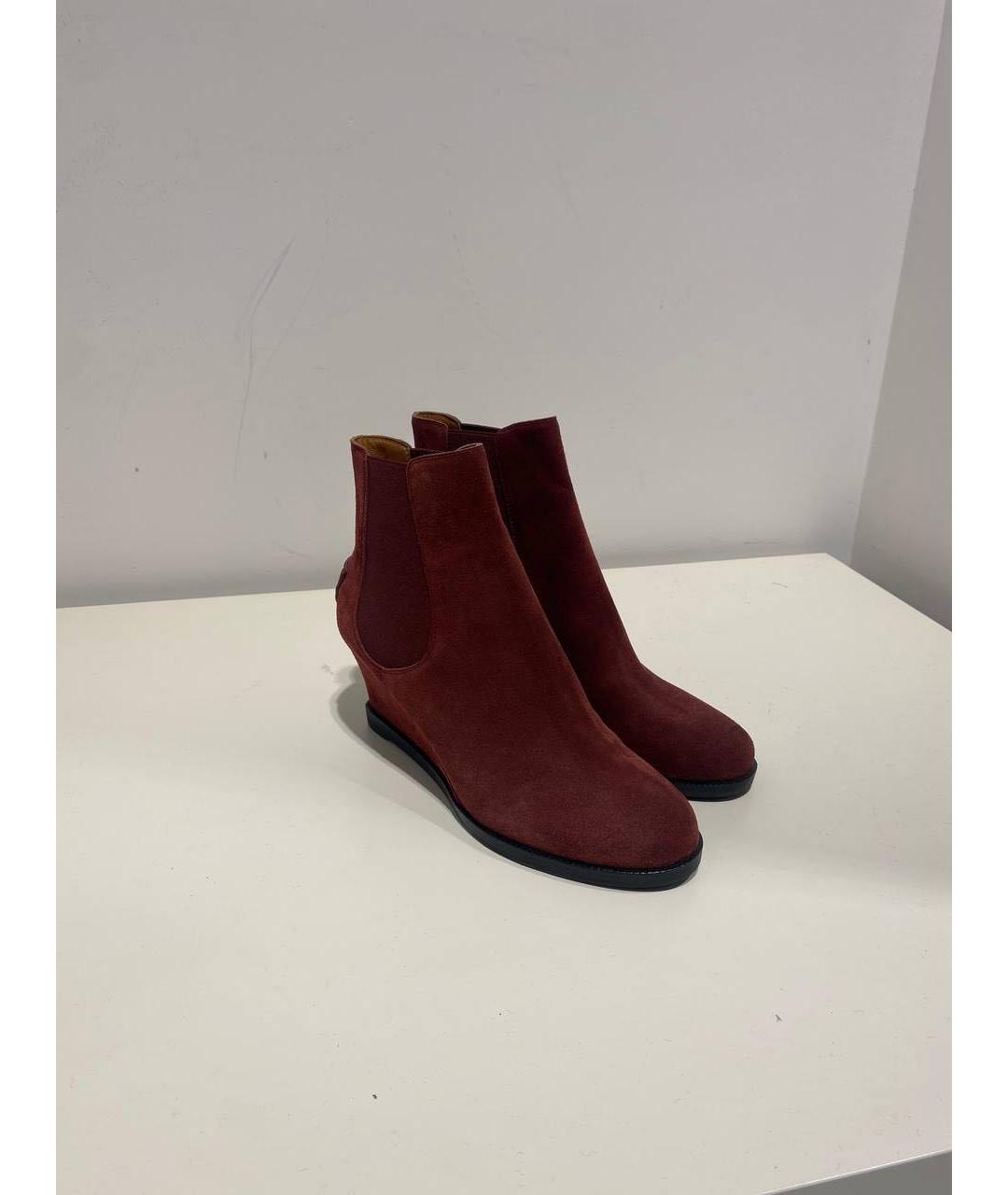 FENDI Бордовые замшевые ботинки, фото 4