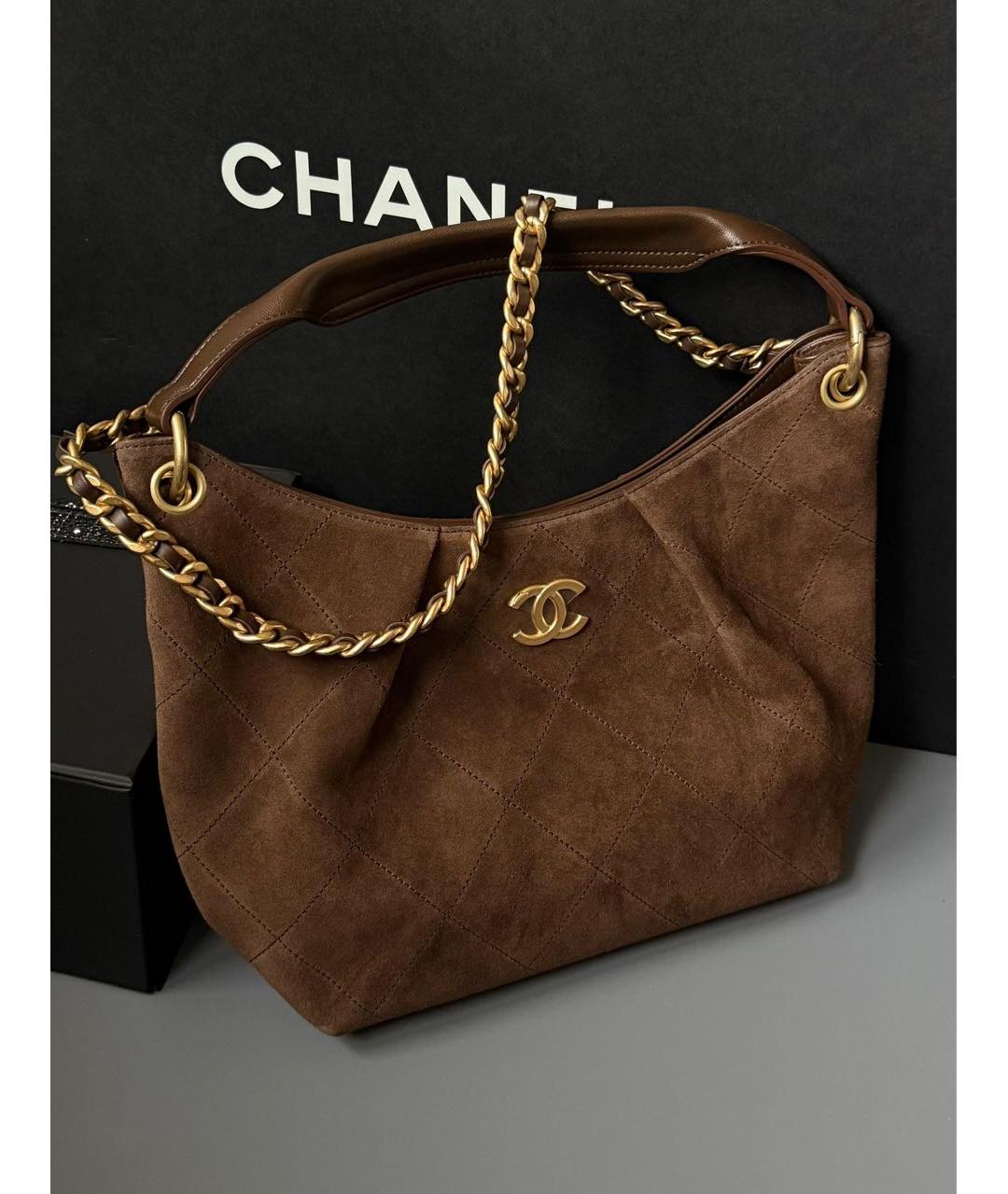 CHANEL Коричневая замшевая сумка через плечо, фото 3