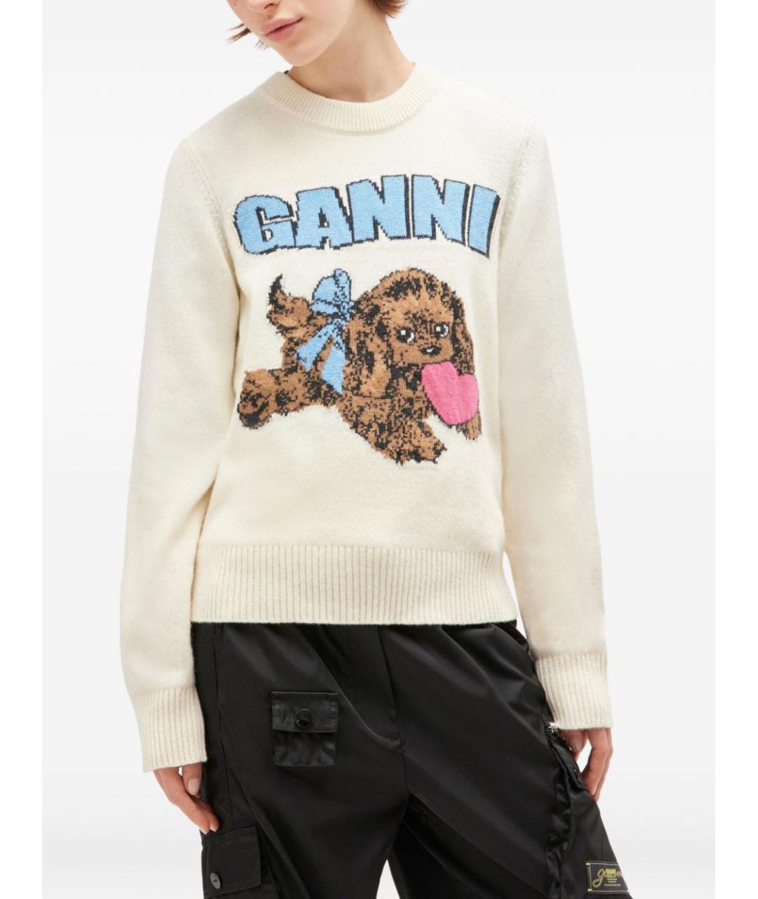 GANNI Белый шерстяной джемпер / свитер, фото 3