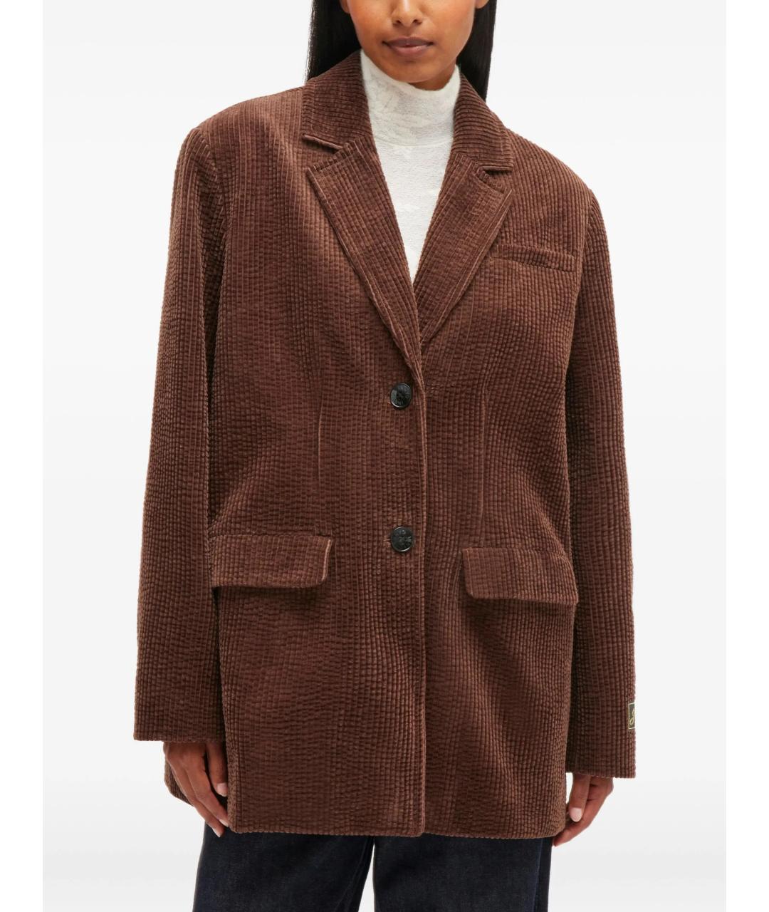GANNI Коричневый хлопковый жакет/пиджак, фото 3