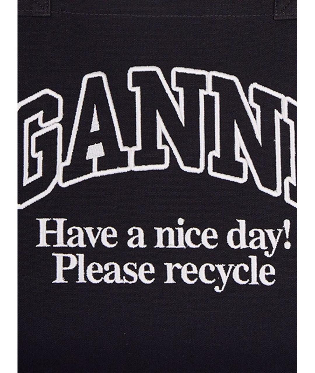 GANNI Черная хлопковая сумка тоут, фото 3