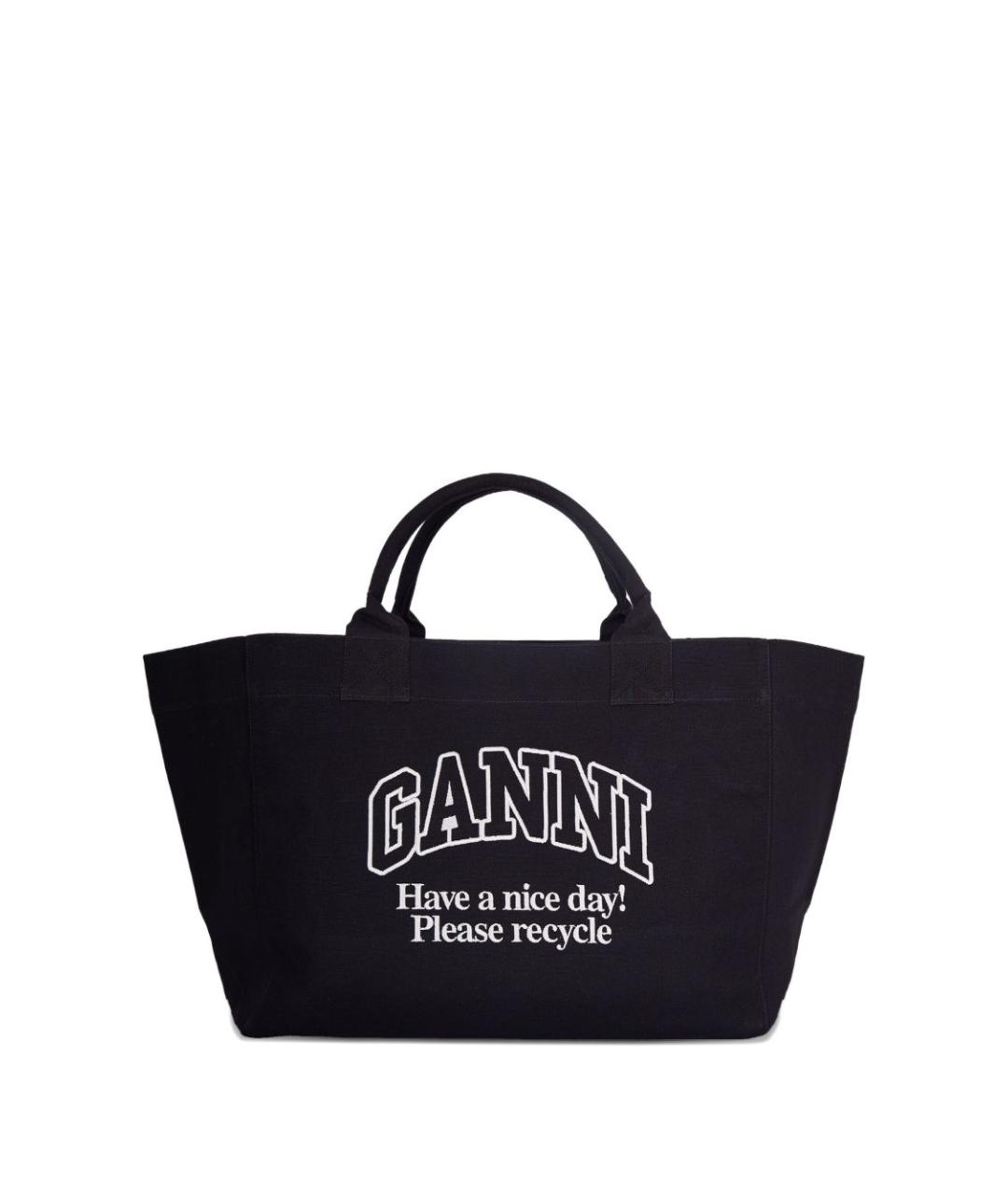 GANNI Черная хлопковая сумка тоут, фото 1