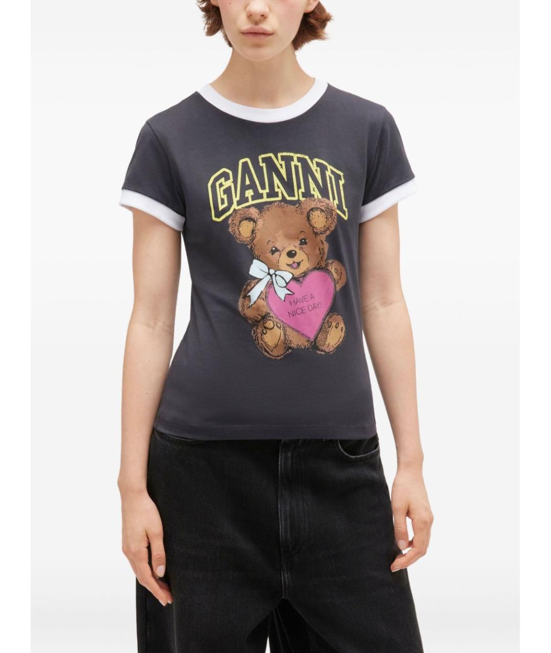 GANNI Хлопковая футболка, фото 3