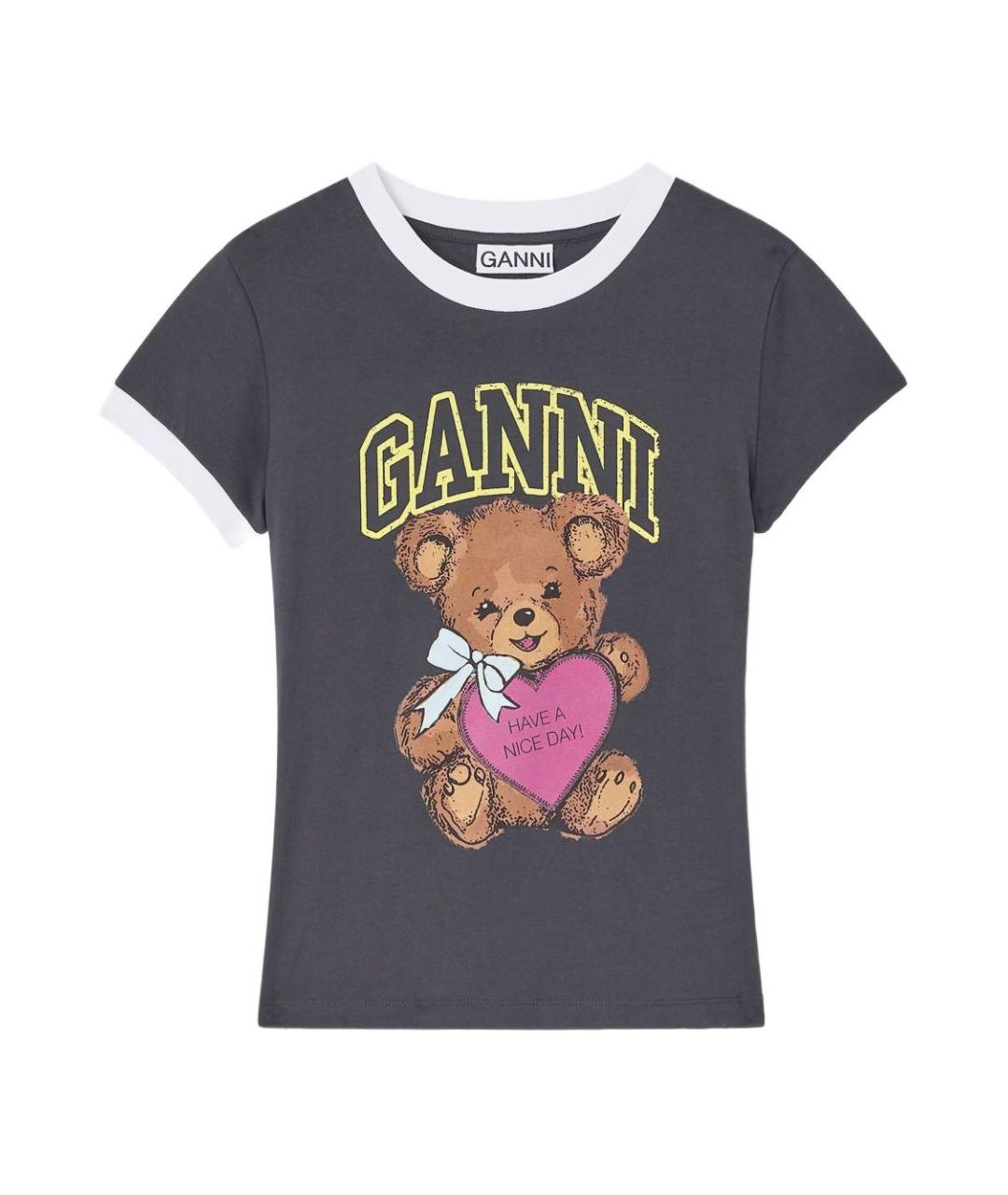 GANNI Хлопковая футболка, фото 1