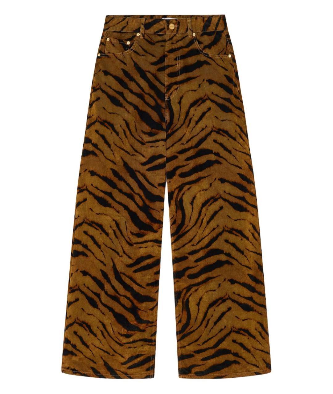 GANNI Коричневые хлопковые прямые джинсы, фото 1