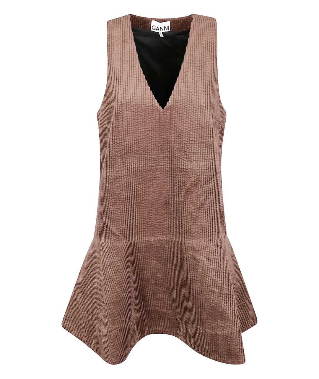 GANNI Коричневая хлопковая рубашка, фото 1