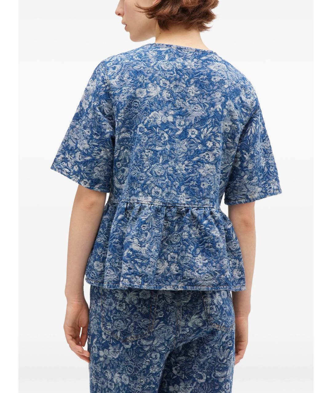 GANNI Синяя хлопковая рубашка, фото 4