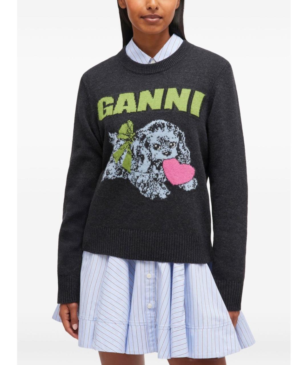 GANNI Черный шерстяной джемпер / свитер, фото 3