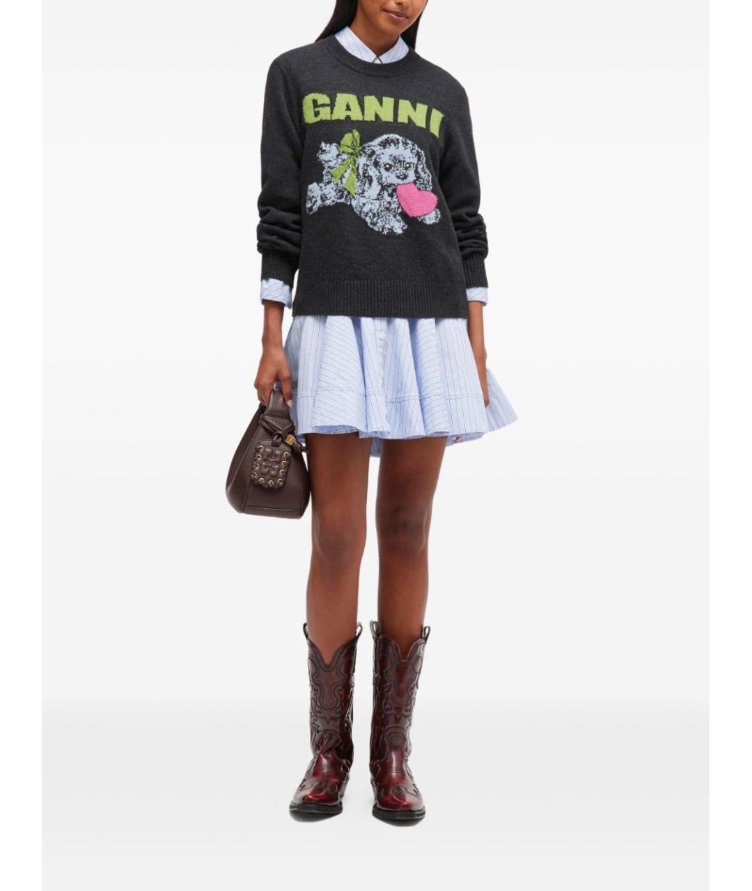 GANNI Черный шерстяной джемпер / свитер, фото 2