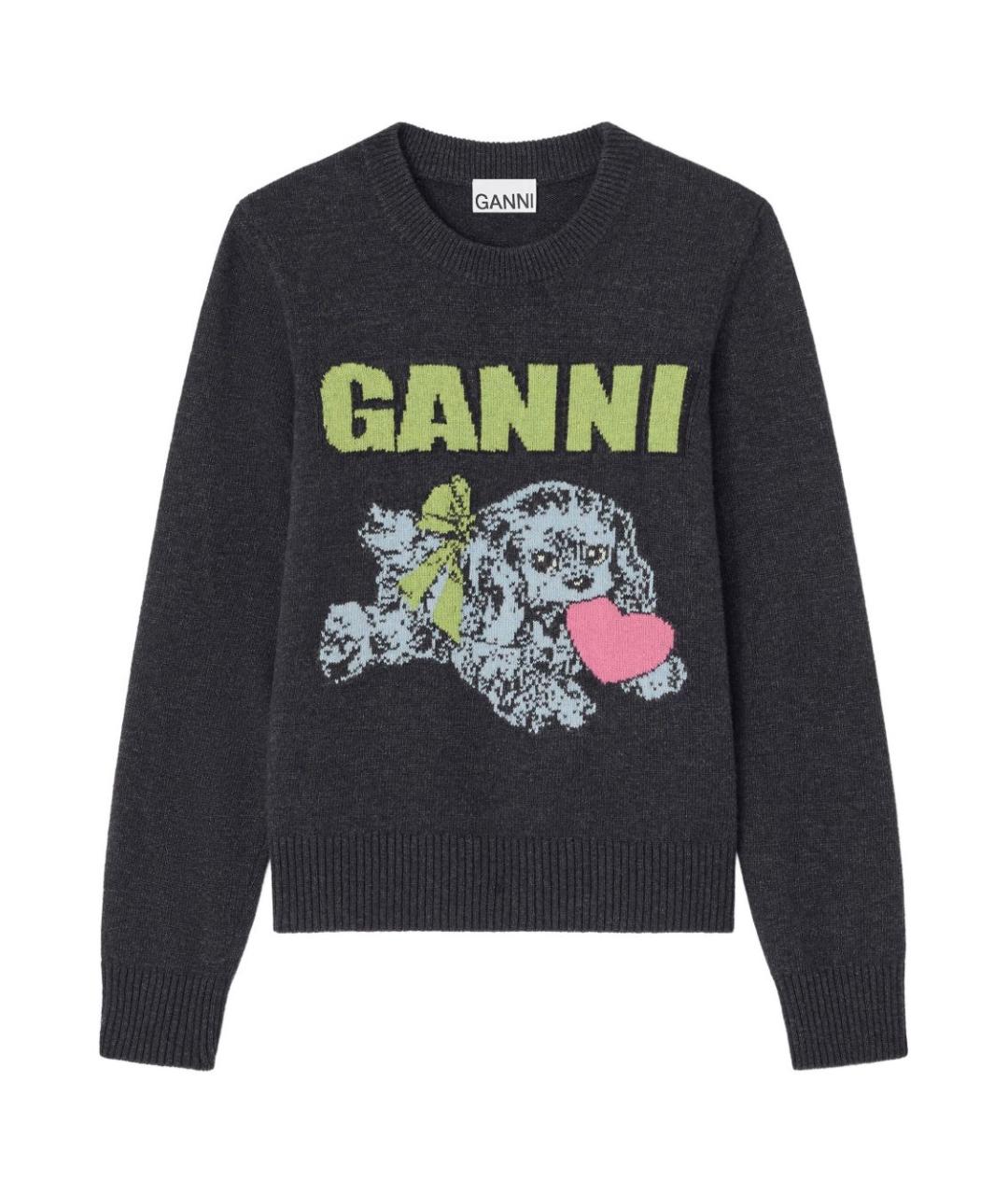 GANNI Черный шерстяной джемпер / свитер, фото 1