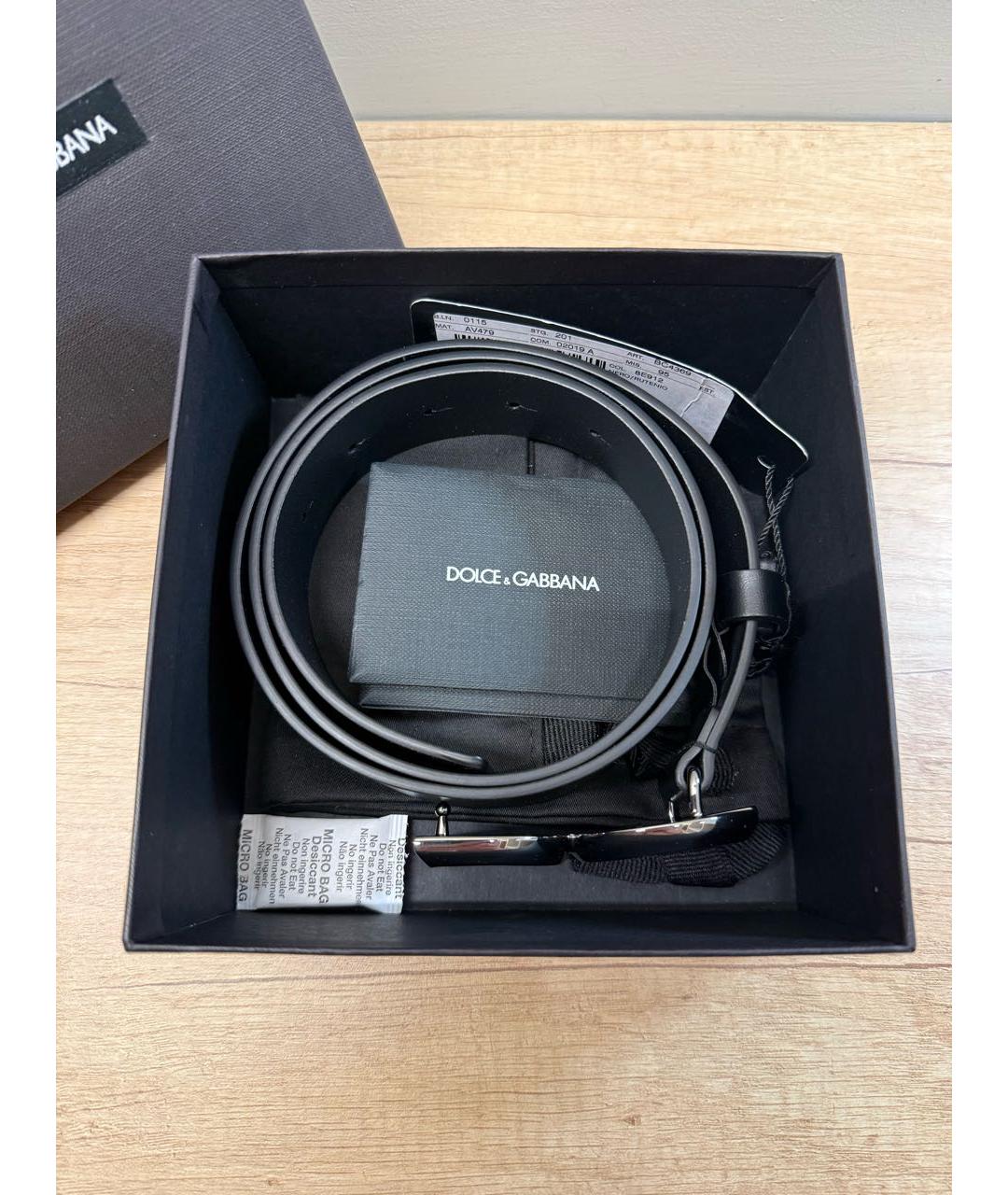 DOLCE&GABBANA Черный кожаный ремень, фото 5