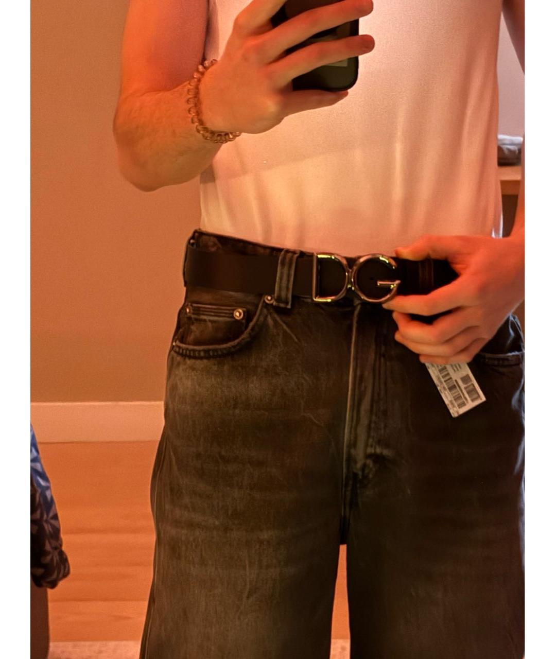 DOLCE&GABBANA Черный кожаный ремень, фото 7