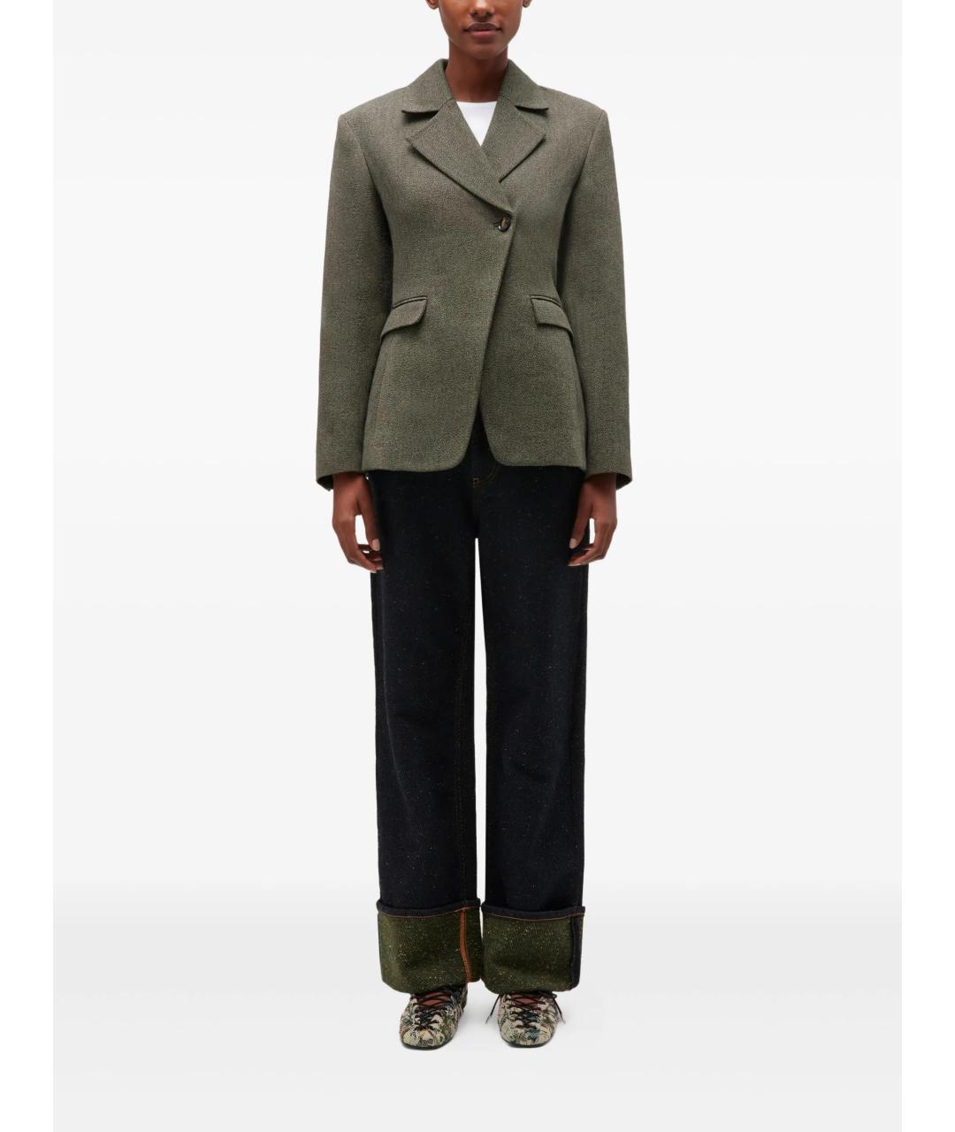 GANNI Зеленый хлопковый жакет/пиджак, фото 2