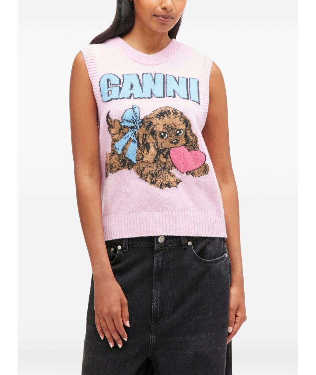 GANNI Розовая шерстяная жилетка, фото 3
