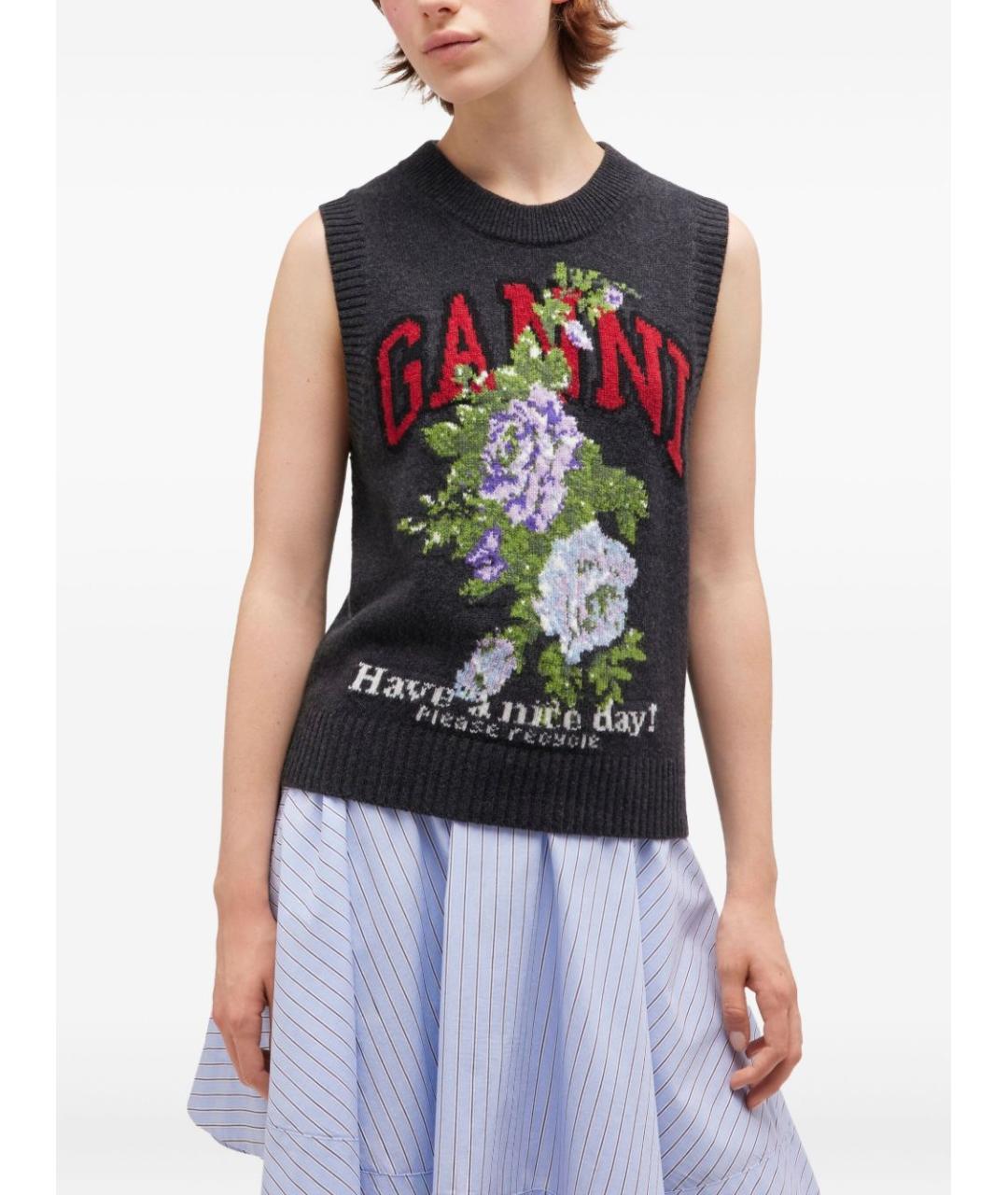 GANNI Серая шерстяная жилетка, фото 3