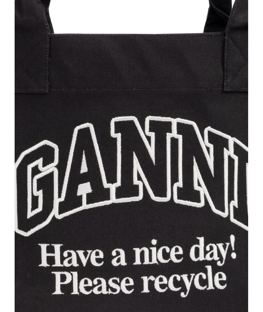 GANNI Черная хлопковая сумка тоут, фото 4