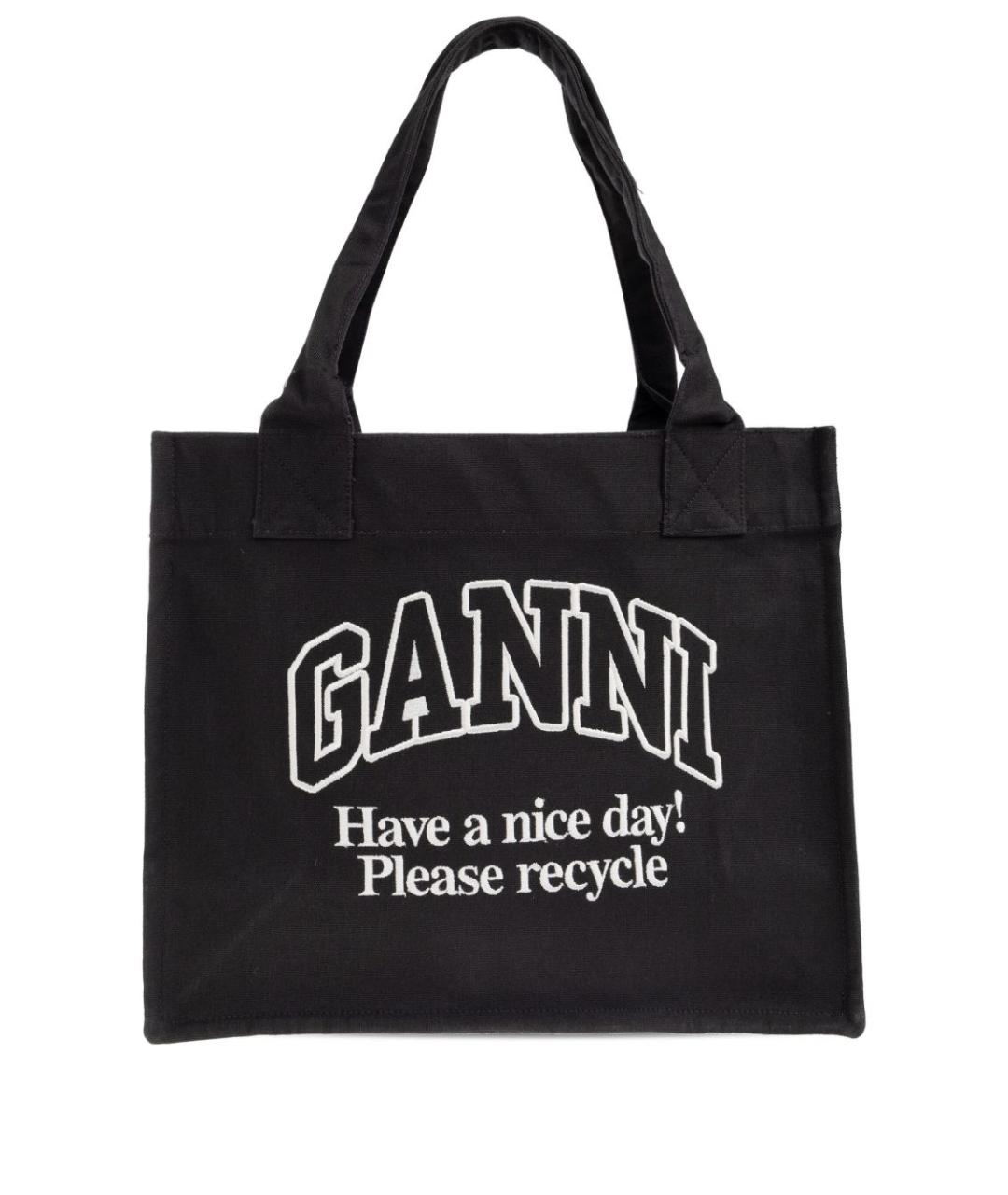 GANNI Черная хлопковая сумка тоут, фото 1
