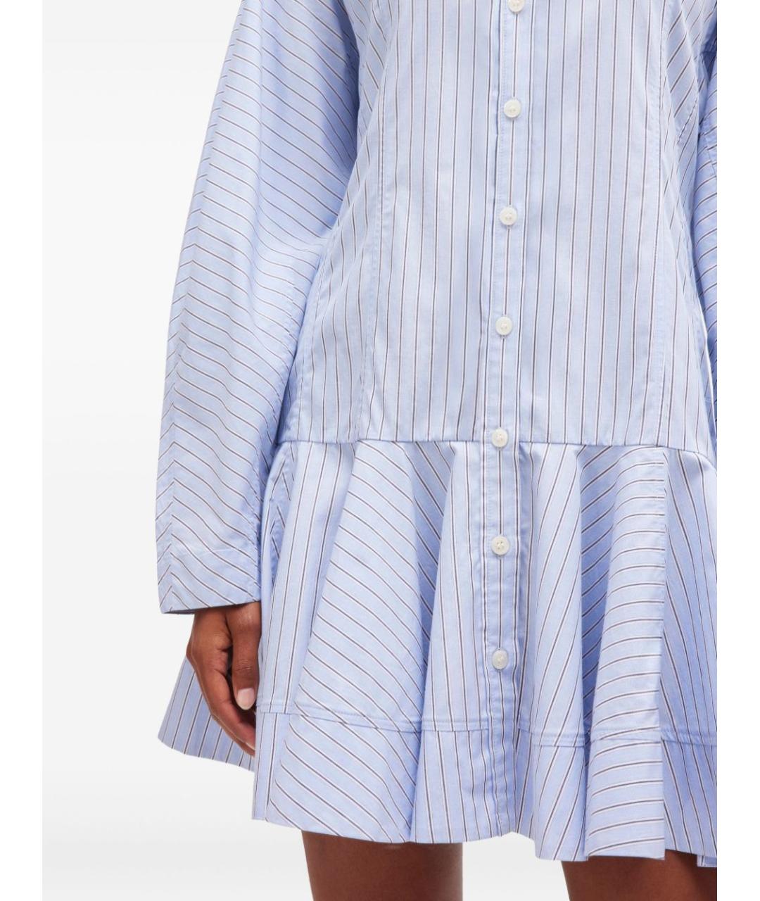 GANNI Голубое хлопковое повседневное платье, фото 4