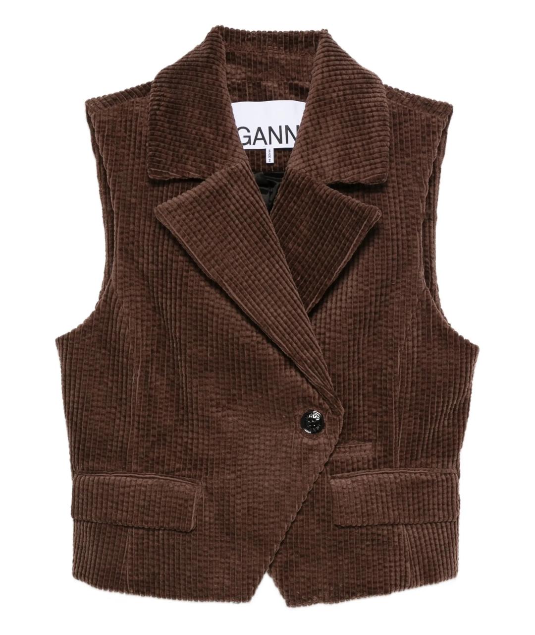 GANNI Коричневая хлопковая жилетка, фото 1