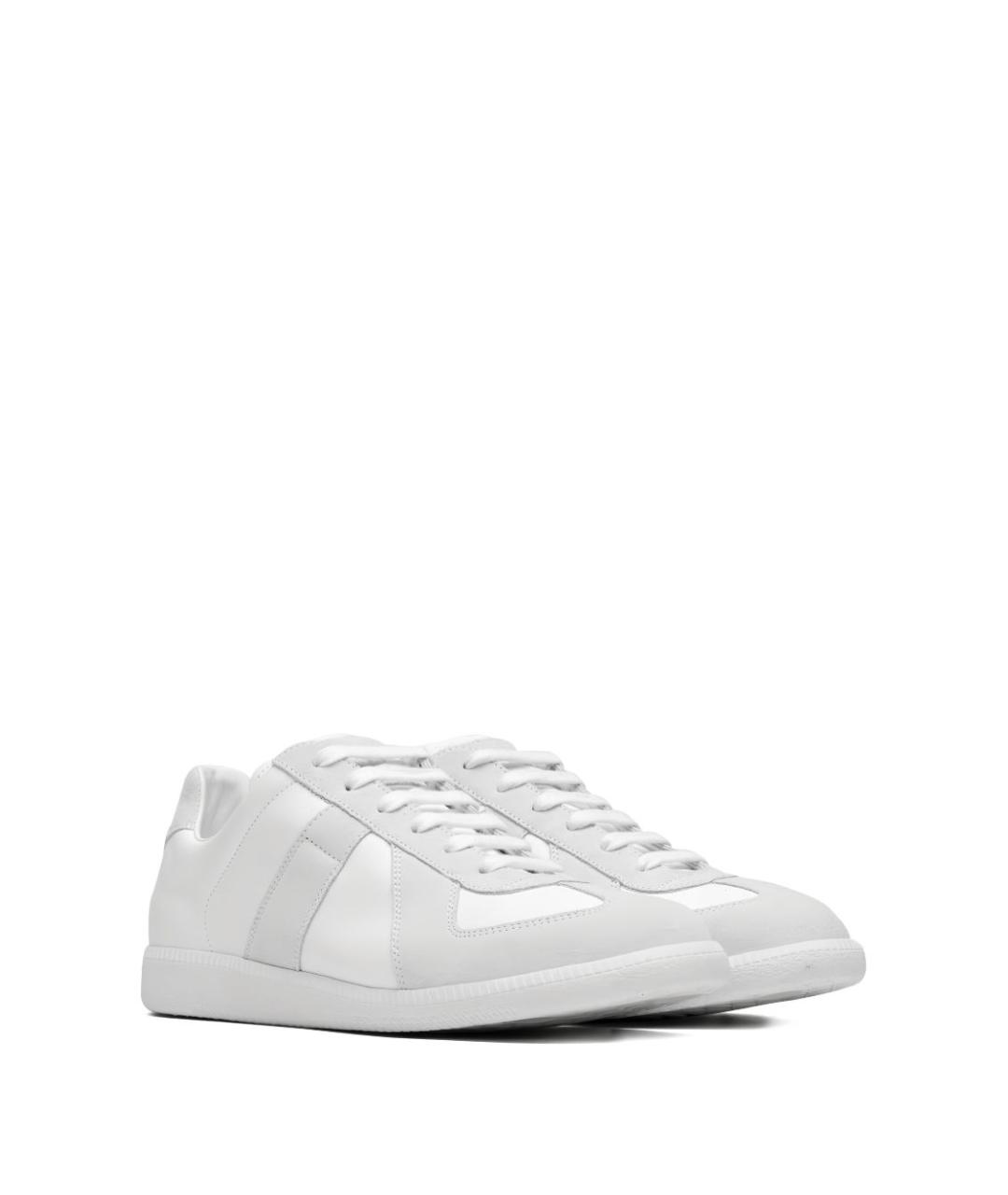 MAISON MARGIELA Белые кожаные низкие кроссовки / кеды, фото 2