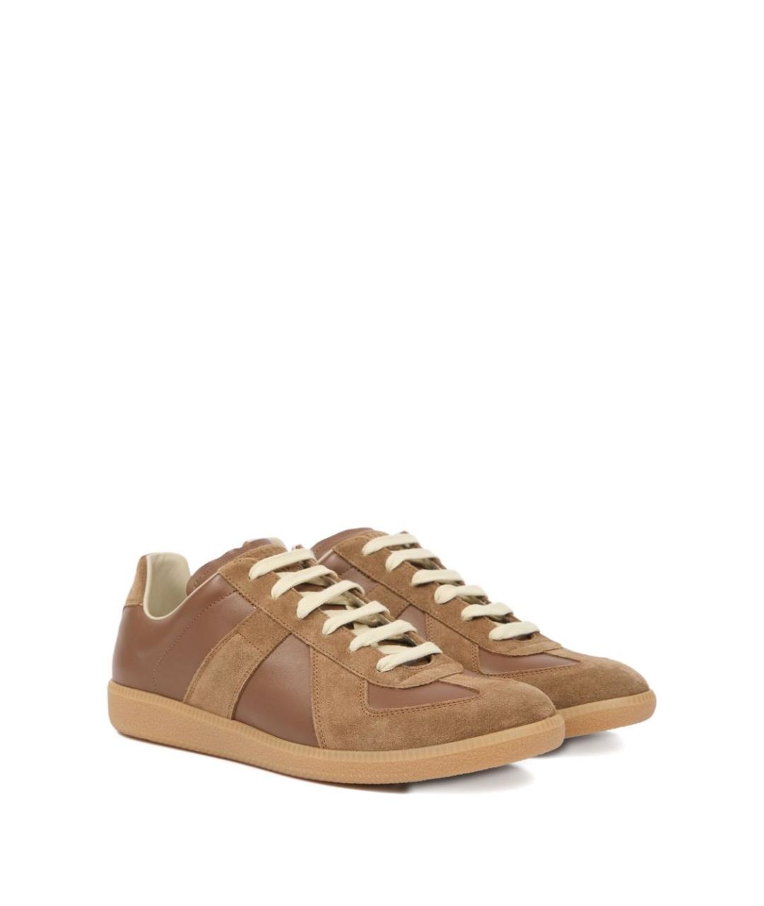 MAISON MARGIELA Бежевые замшевые низкие кроссовки / кеды, фото 2