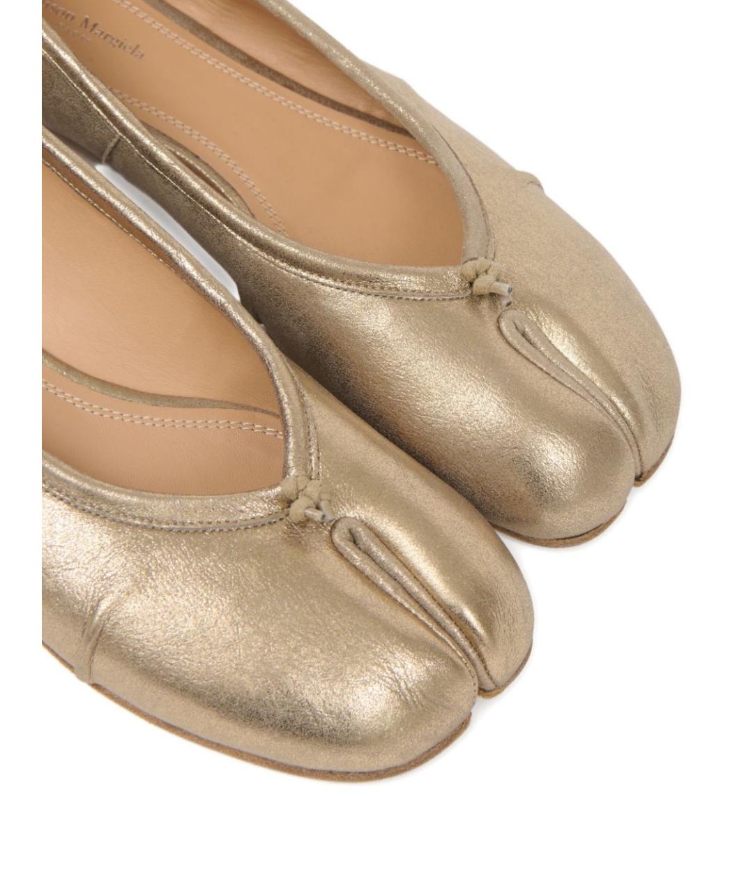 MAISON MARGIELA Золотые кожаные балетки, фото 5