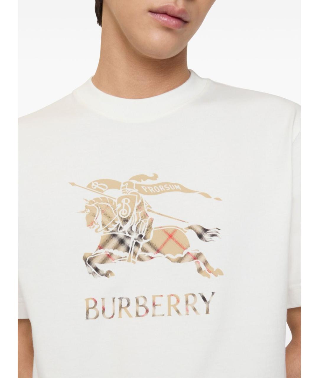 BURBERRY Белая хлопковая футболка, фото 3