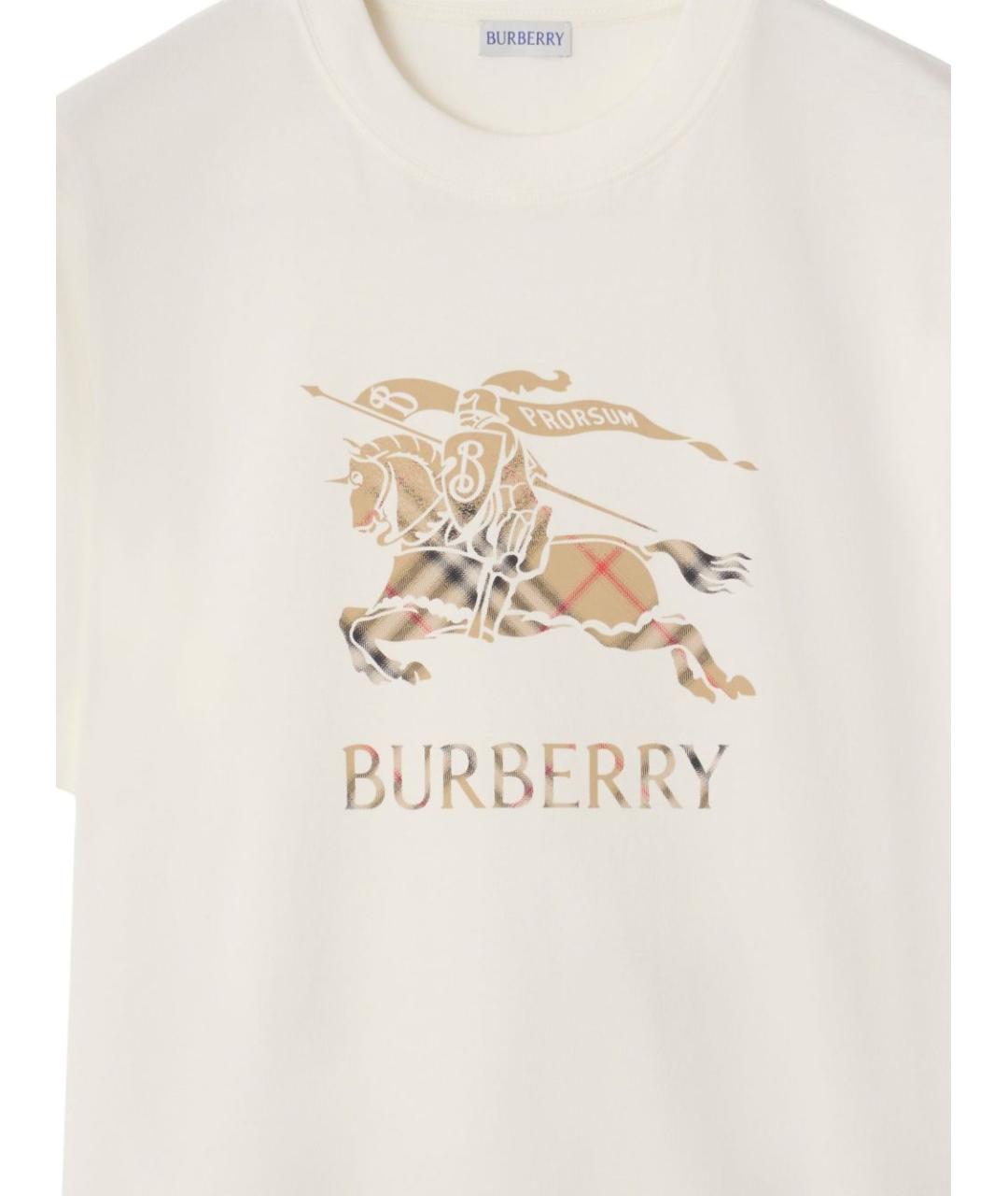 BURBERRY Белая хлопковая футболка, фото 4