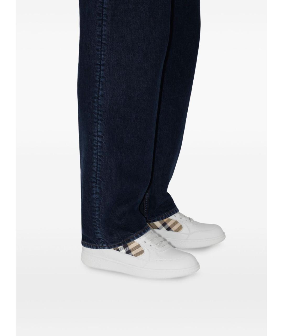 BURBERRY Белые кожаные низкие кроссовки / кеды, фото 6