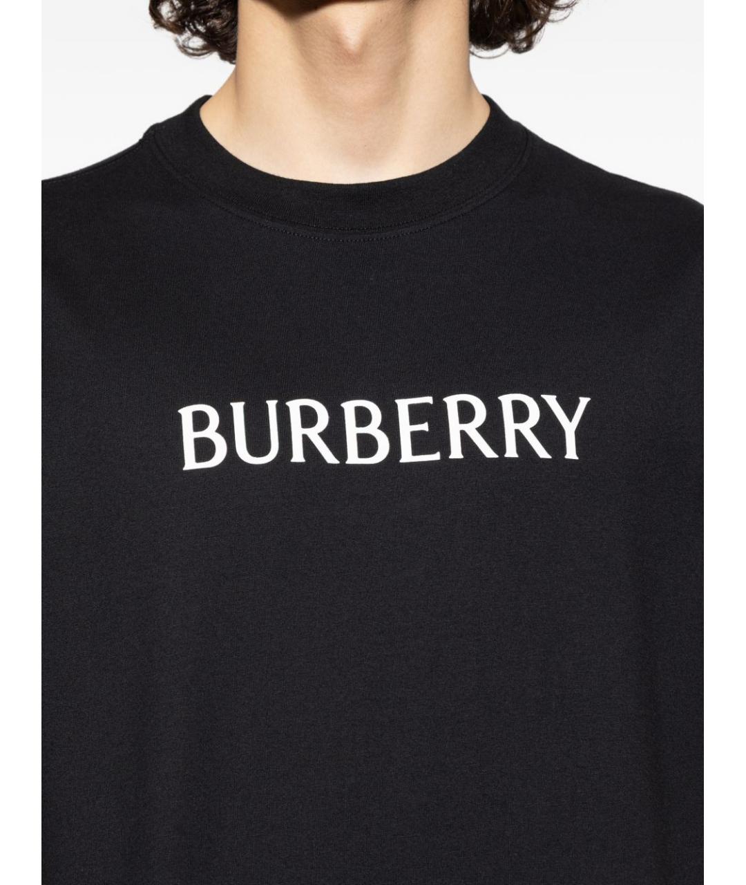 BURBERRY Черная хлопковая футболка, фото 5