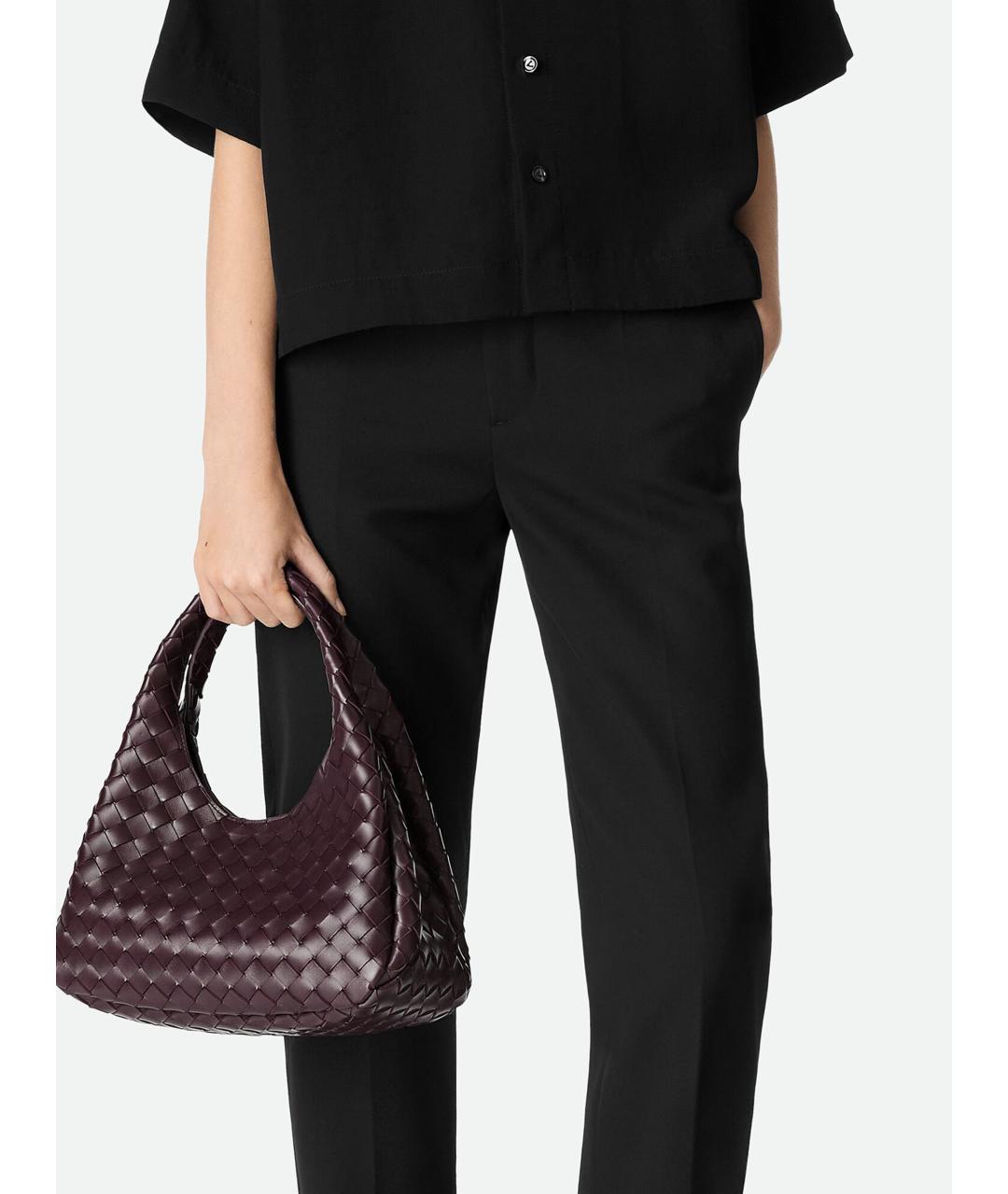 BOTTEGA VENETA Бордовая кожаная сумка тоут, фото 5