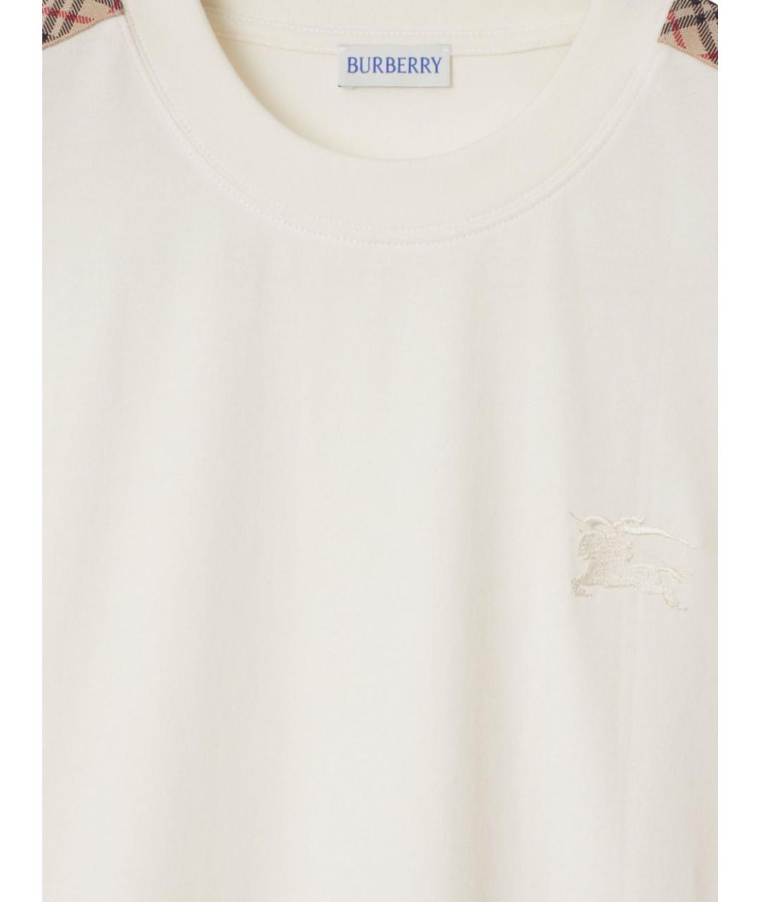 BURBERRY Белая хлопковая футболка, фото 5