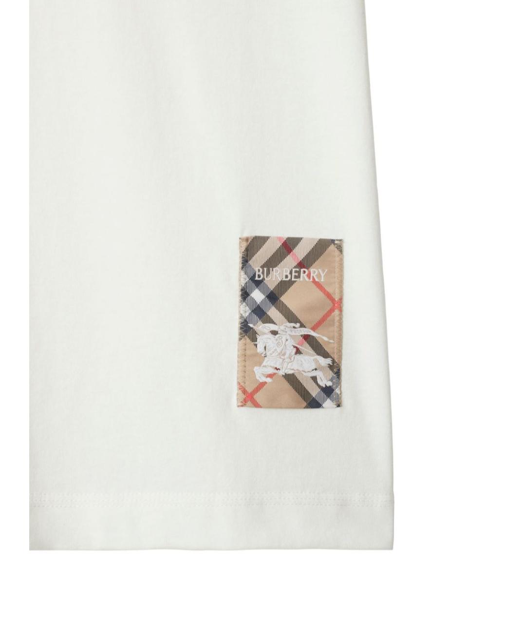 BURBERRY Белая хлопковая футболка, фото 5