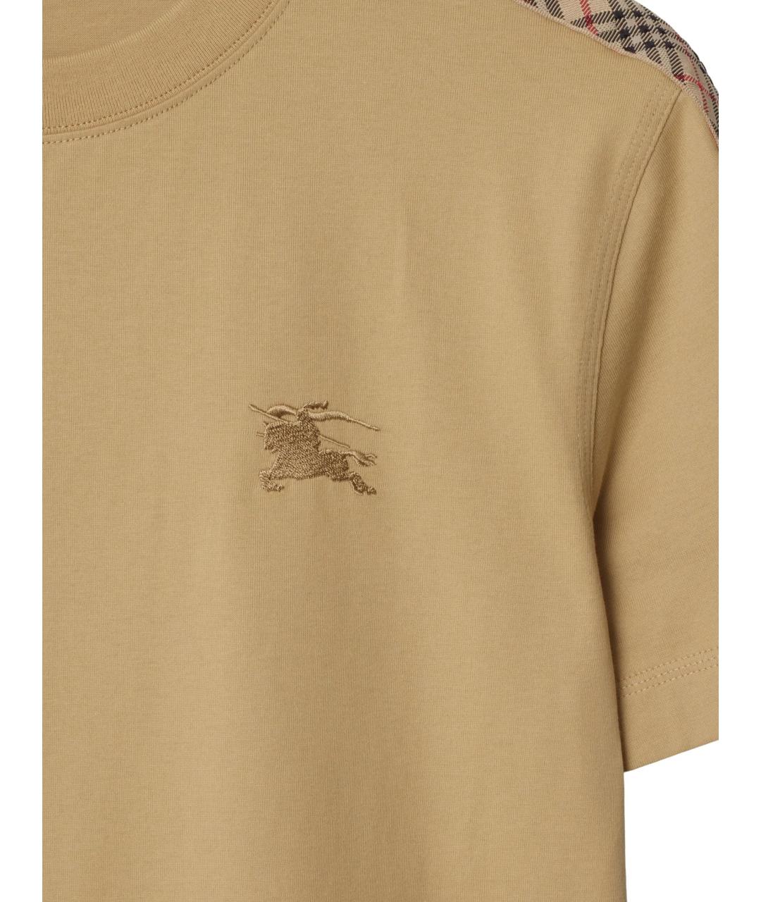 BURBERRY Бежевая хлопковая футболка, фото 5