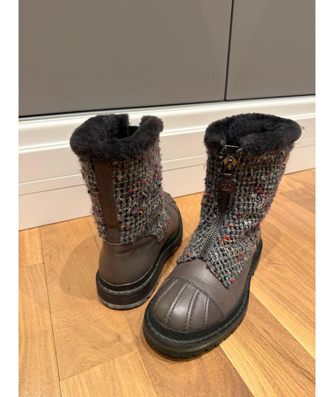 CHANEL Антрацитовые текстильные полусапоги, фото 3
