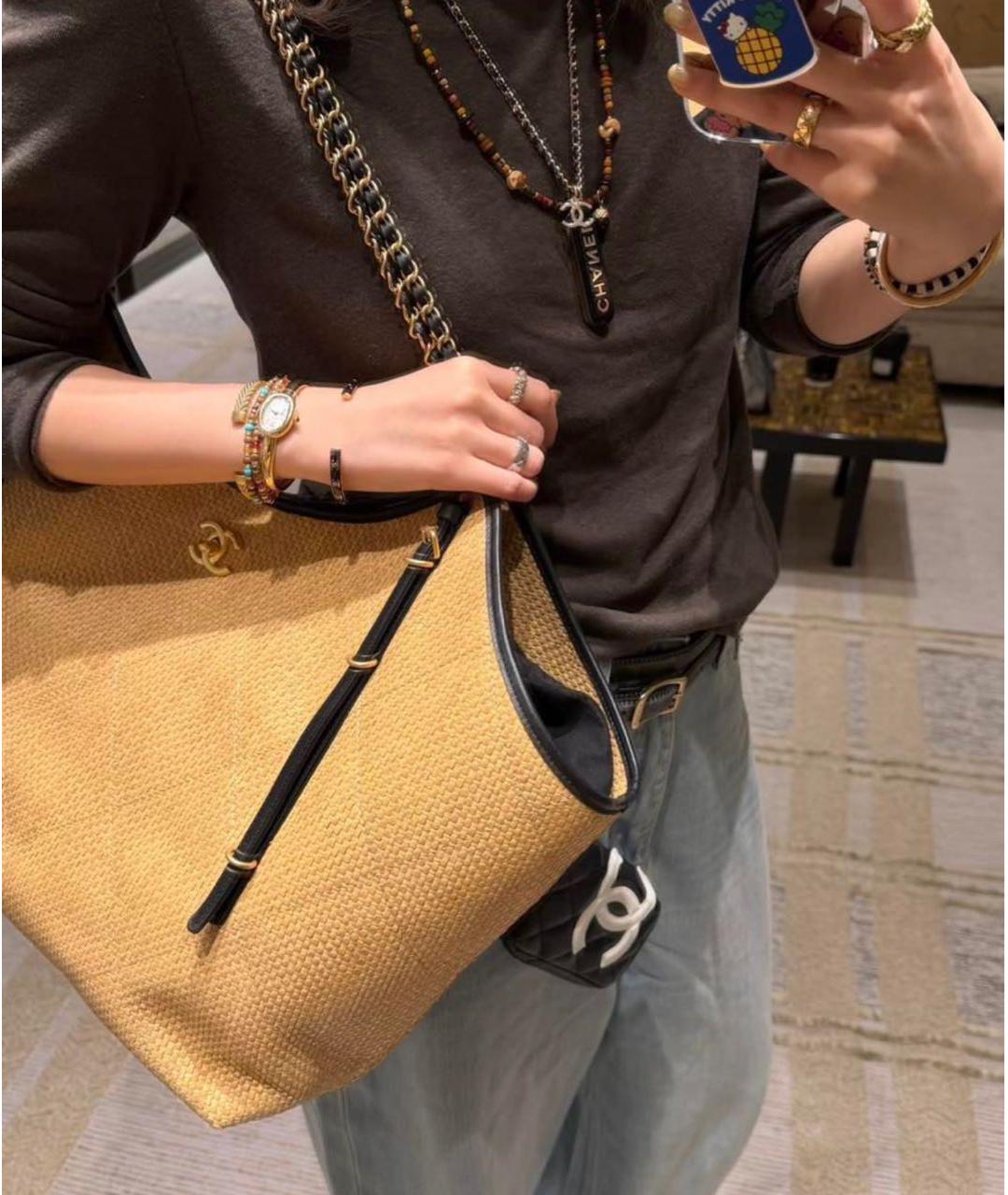 CHANEL Бежевая твидовая сумка тоут, фото 2