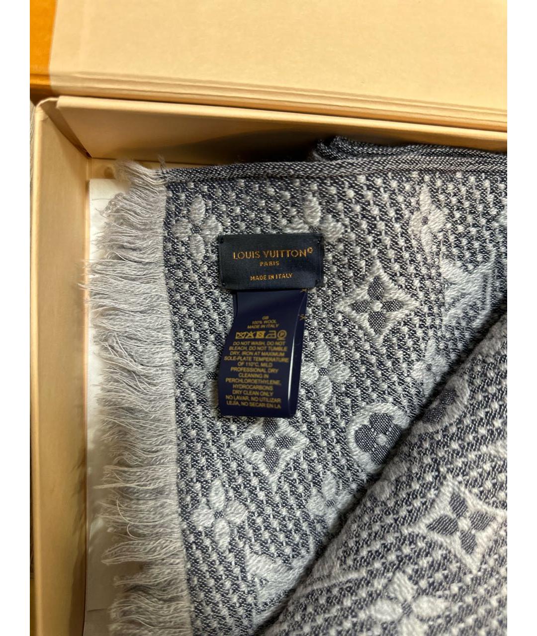 LOUIS VUITTON Серый шерстяной шарф, фото 3