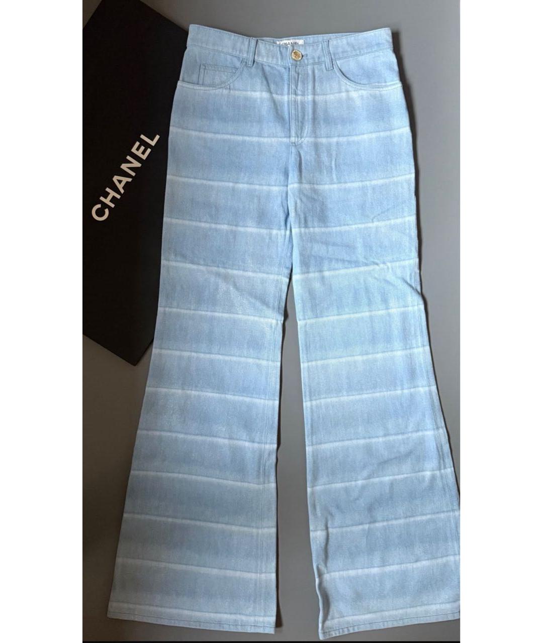CHANEL Голубые хлопковые джинсы клеш, фото 2