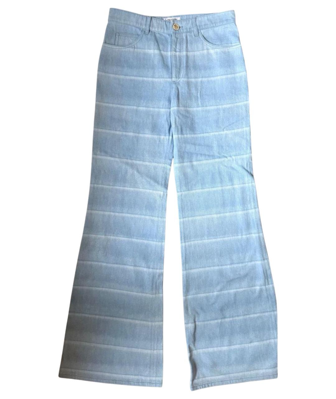 CHANEL Голубые хлопковые джинсы клеш, фото 1