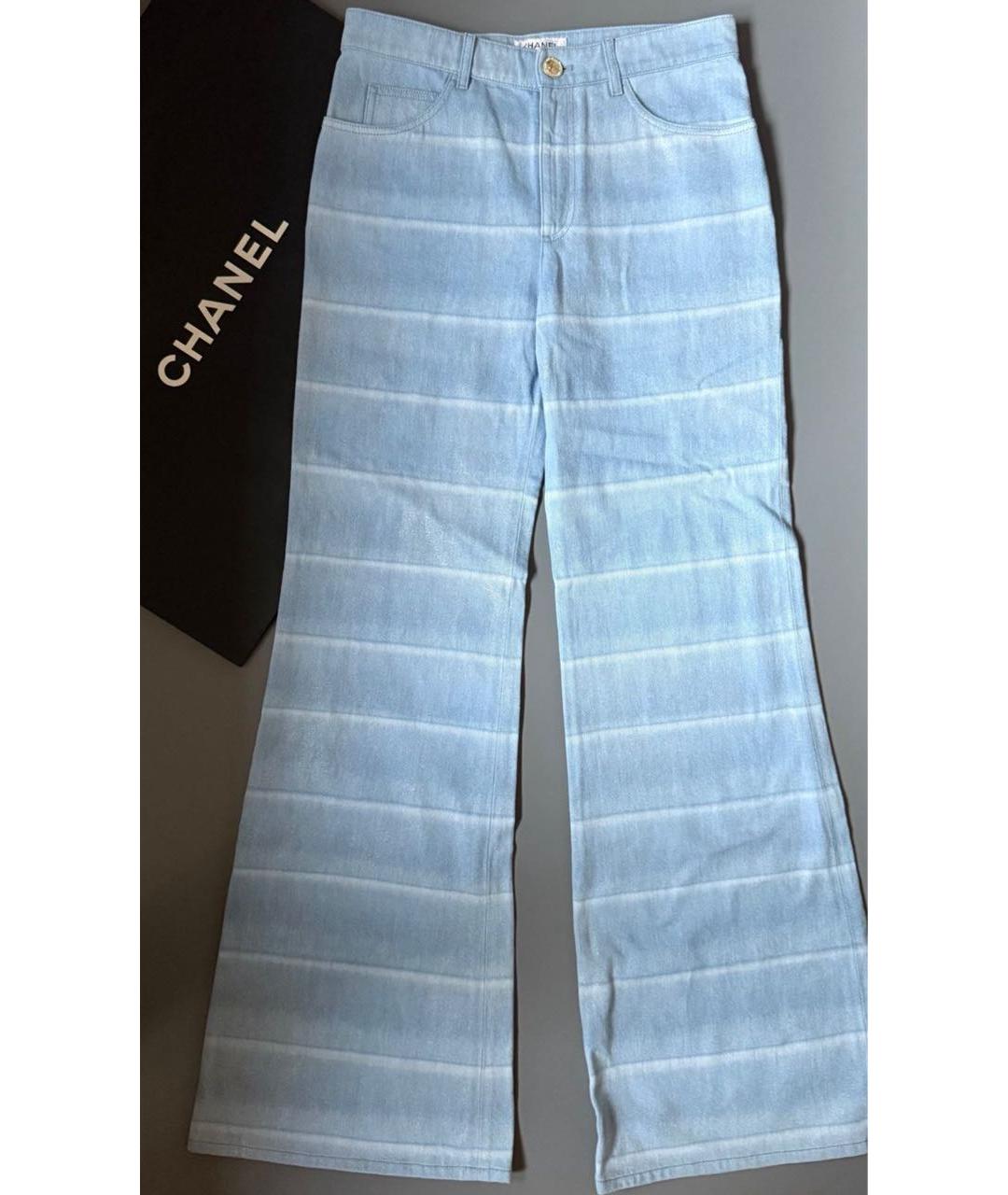 CHANEL Голубые хлопковые джинсы клеш, фото 3