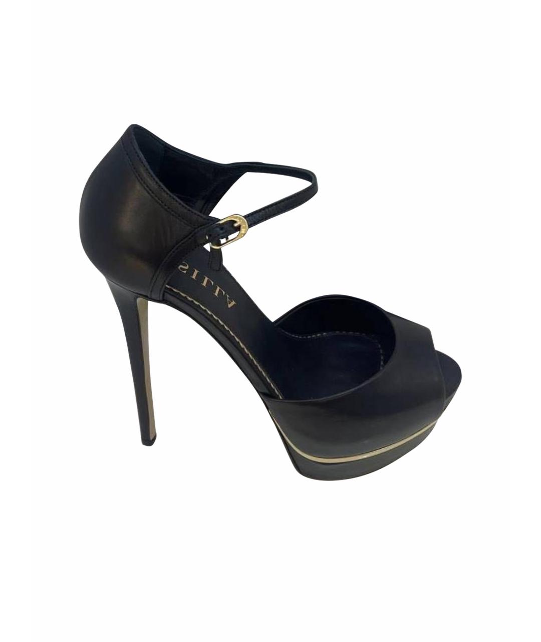 LE SILLA Черные кожаные босоножки, фото 1