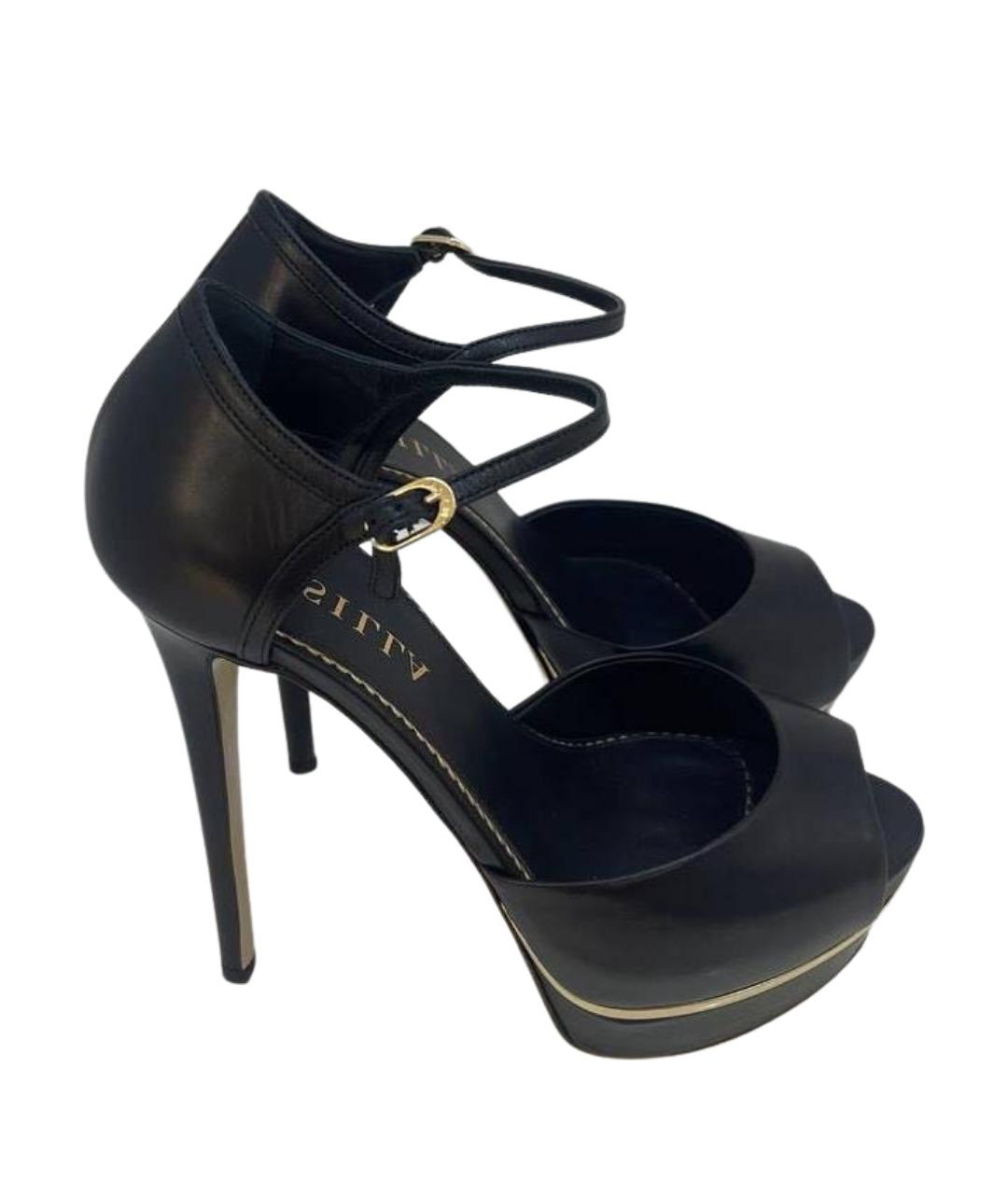 LE SILLA Черные кожаные босоножки, фото 4