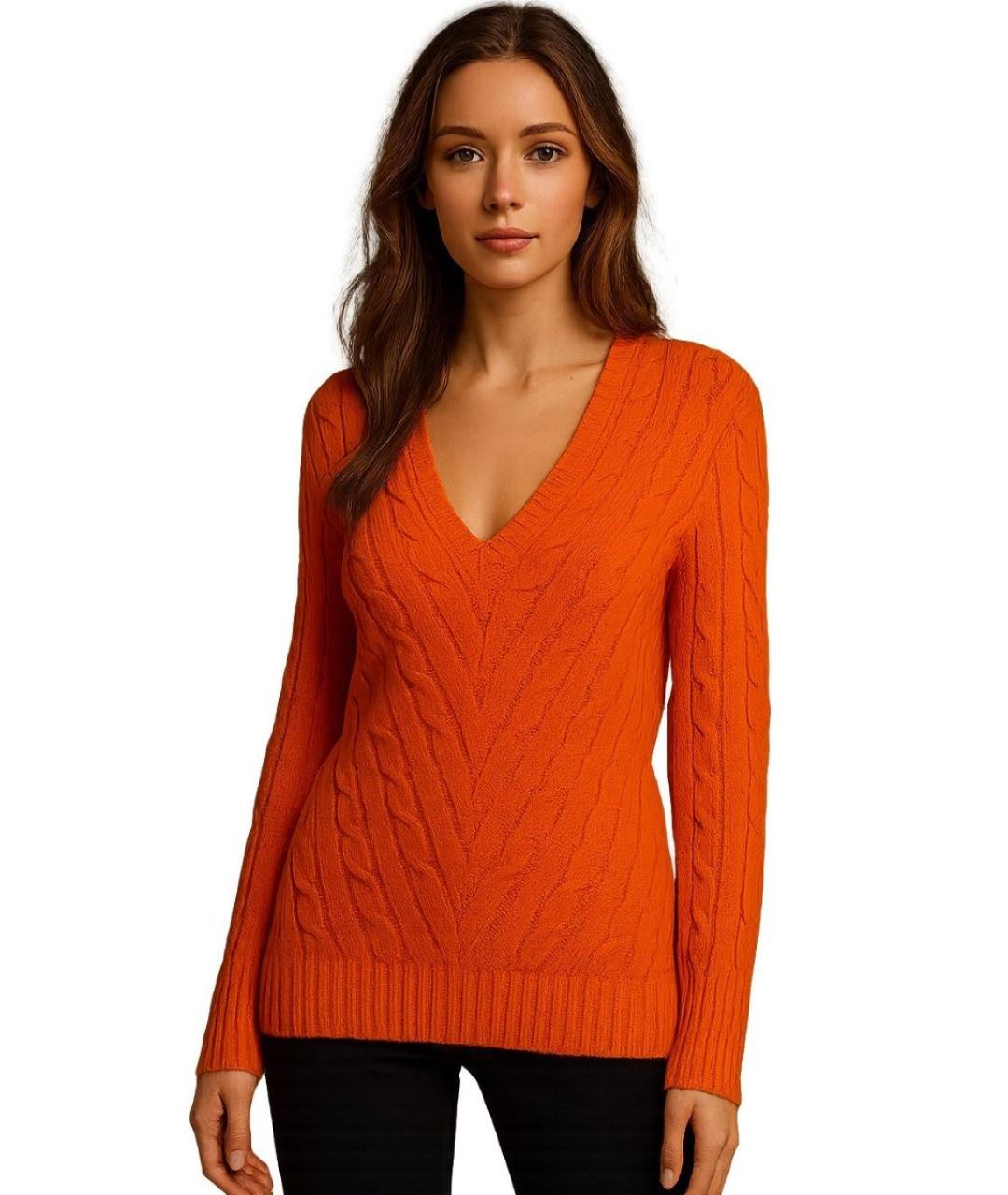 RALPH LAUREN Оранжевый кашемировый джемпер / свитер, фото 5