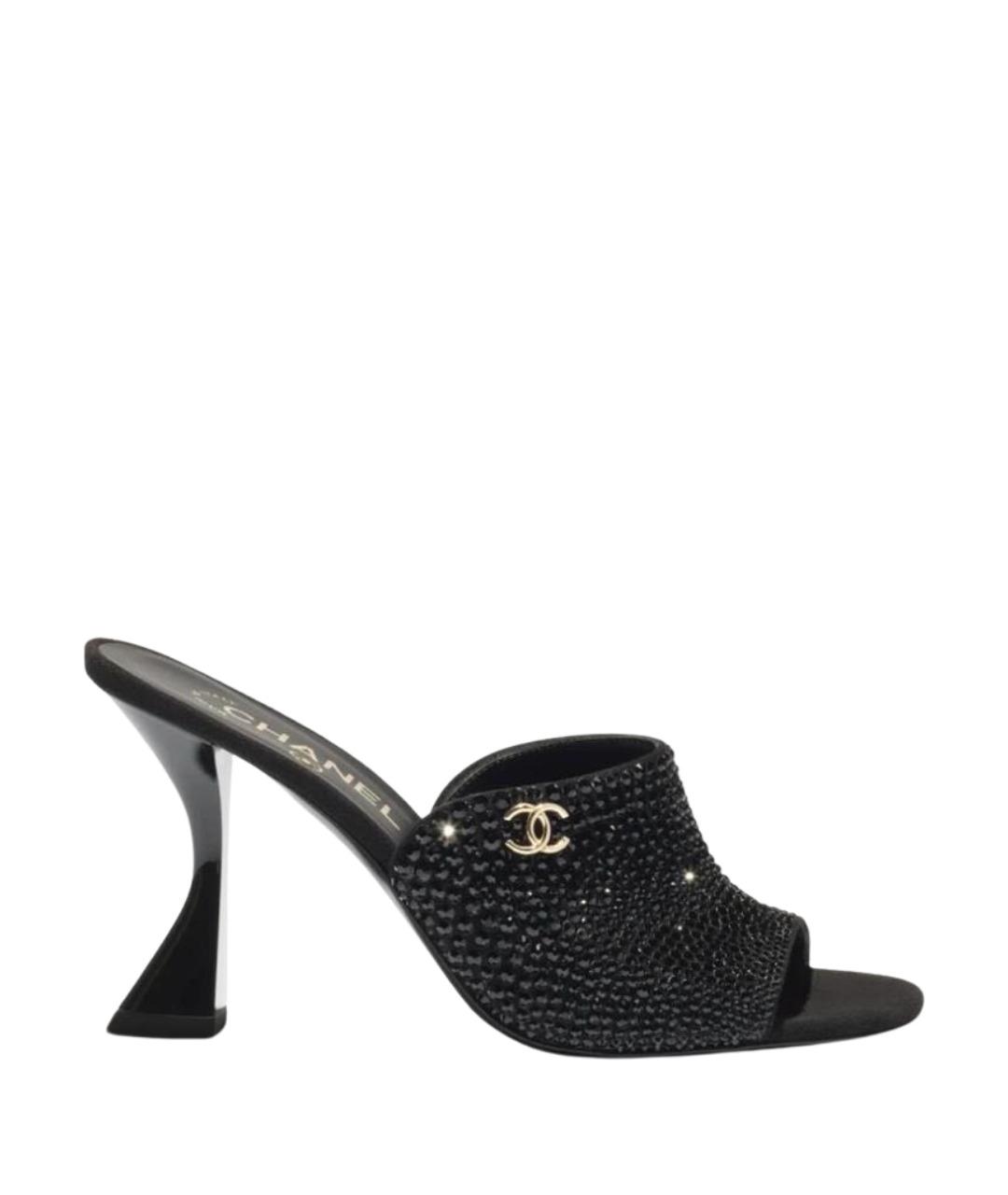 CHANEL Черные кожаные мюли, фото 1