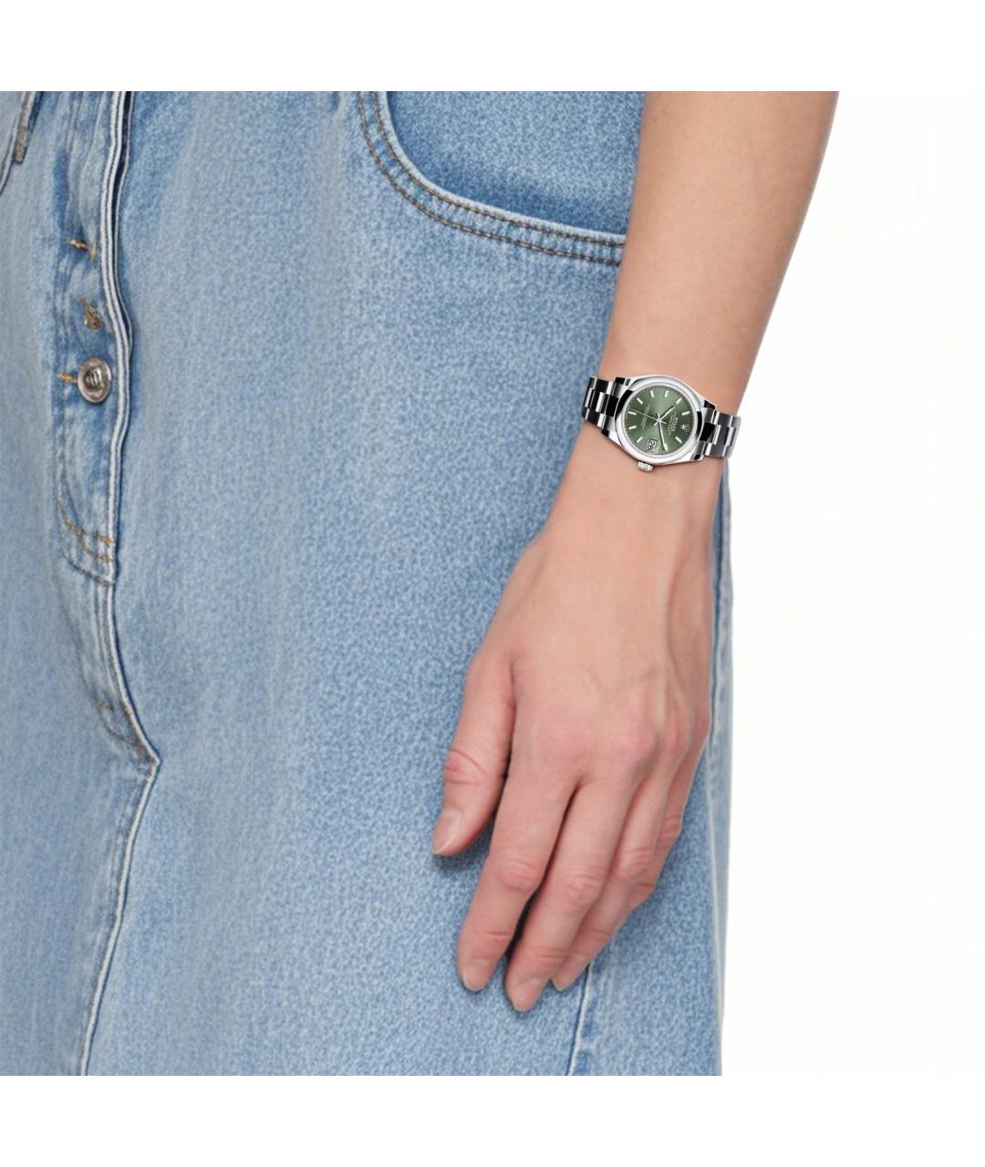 ROLEX Зеленые металлические часы, фото 3