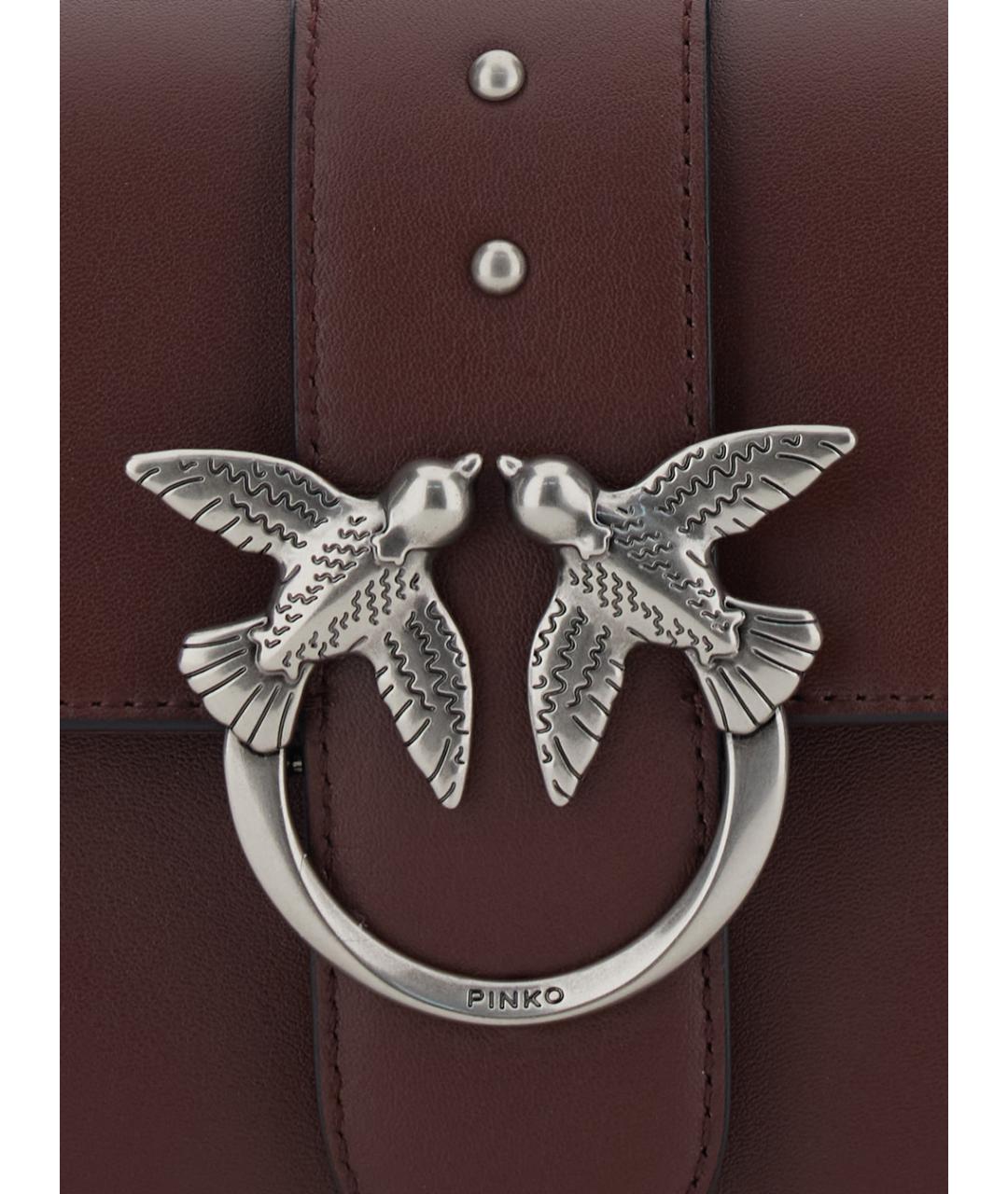 PINKO Бордовая кожаная сумка через плечо, фото 4