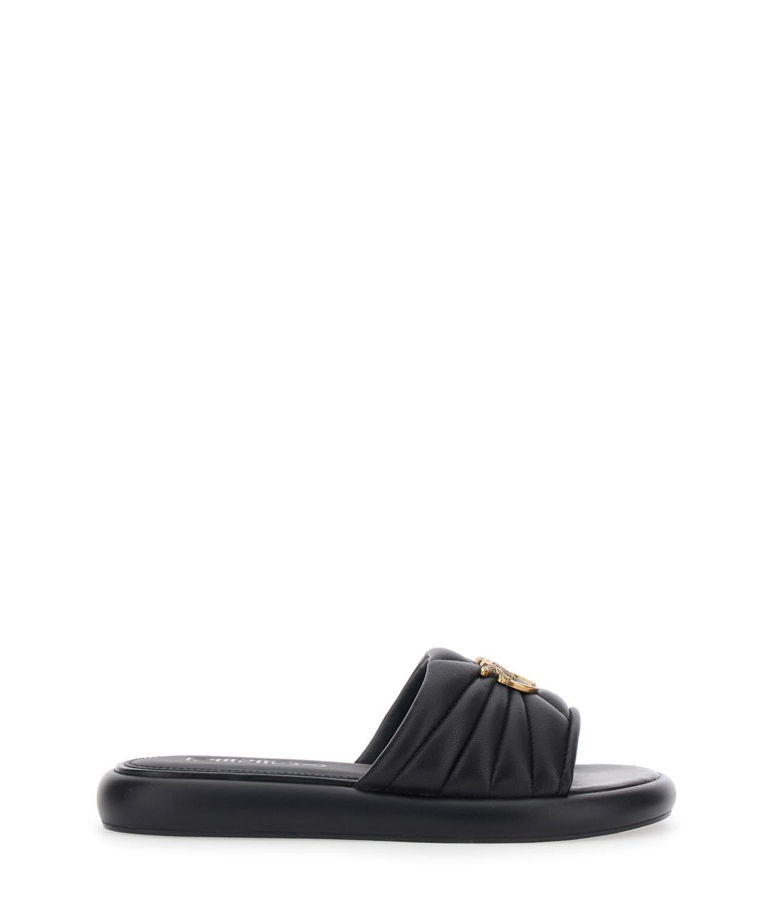 PINKO Черные кожаные шлепанцы, фото 1