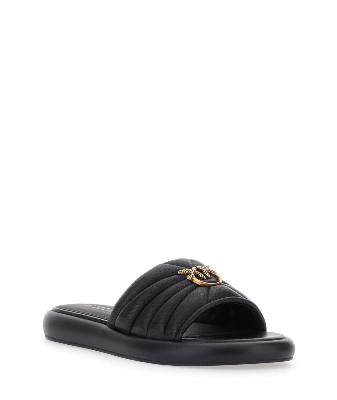 PINKO Черные кожаные шлепанцы, фото 2