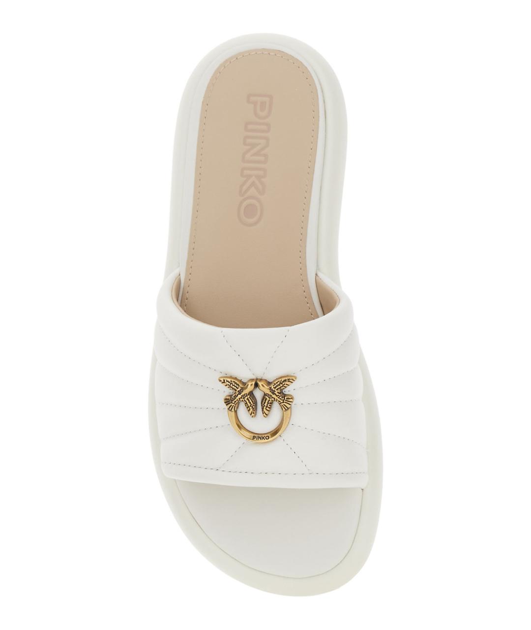PINKO Белые кожаные шлепанцы, фото 4